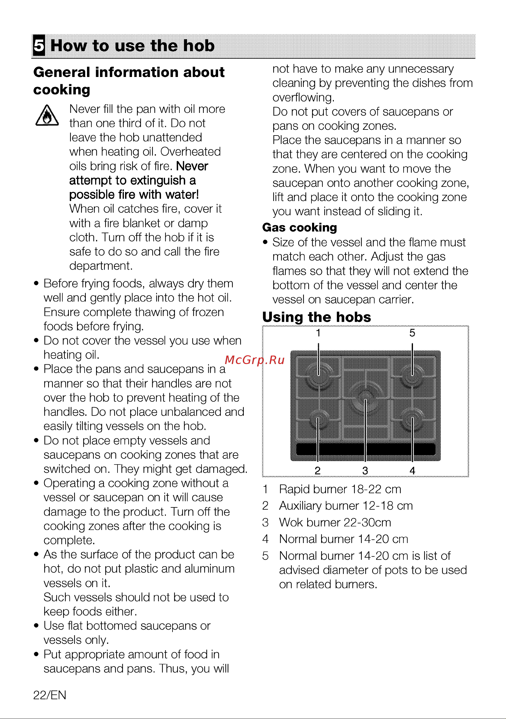 Grundig GIGL 7265250 T [22/92] How to use the hob
