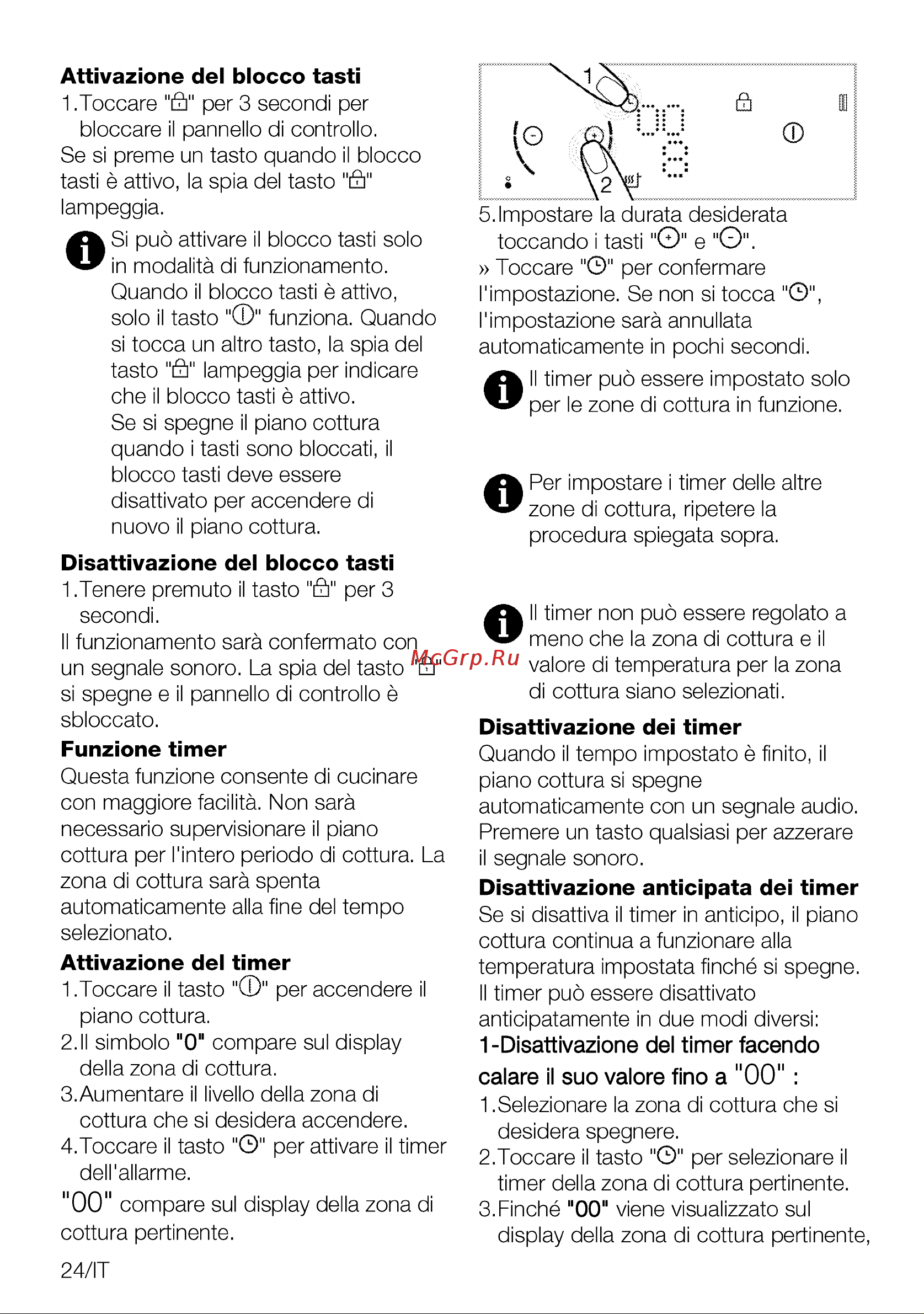 Grundig GIEI938980I GIEI938980I [56/108] Disattivazione del timer facendo calare ii suo valore fino a 00