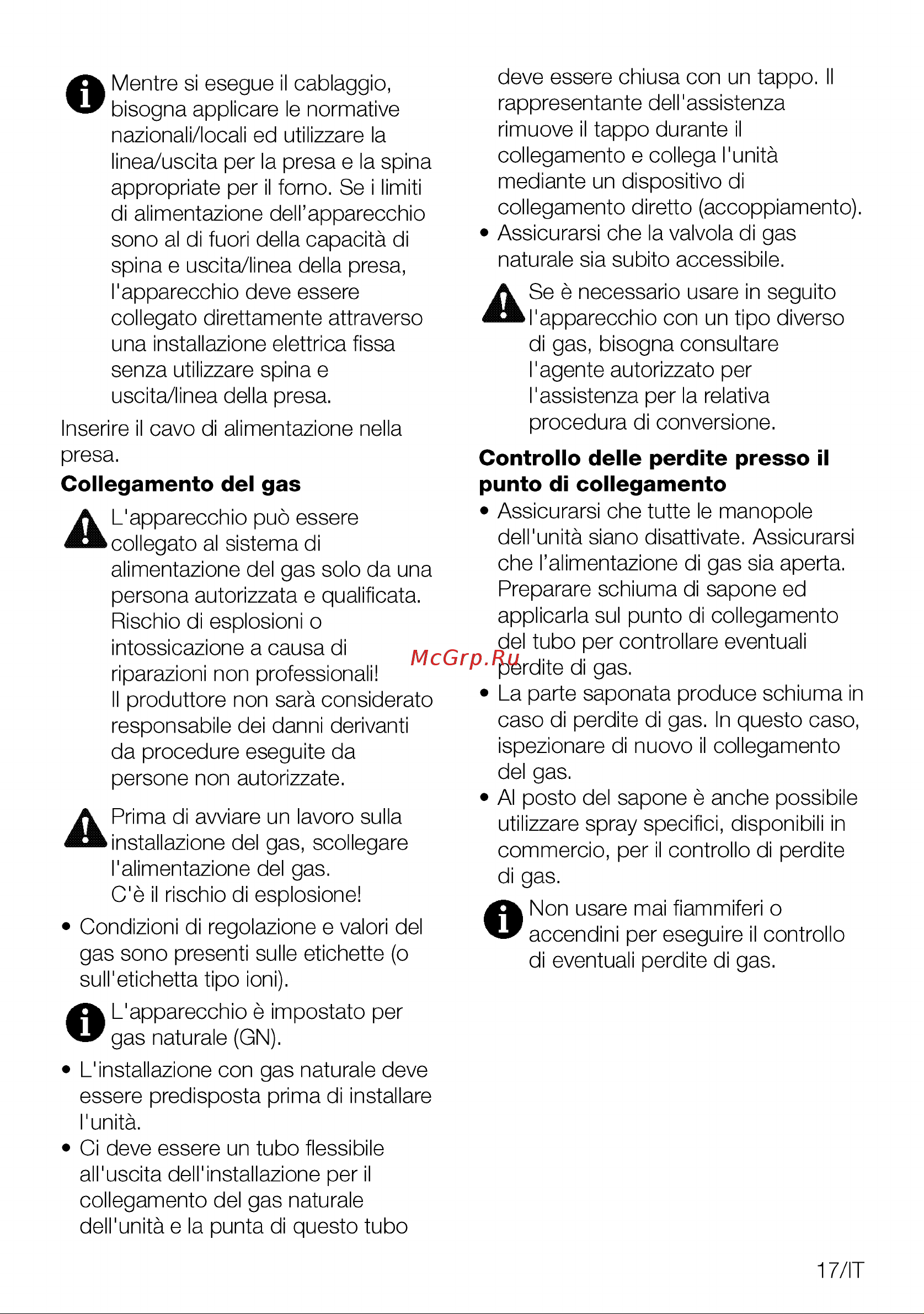 Grundig GIGA 6234260 XE [17/60] Collegamento del gas