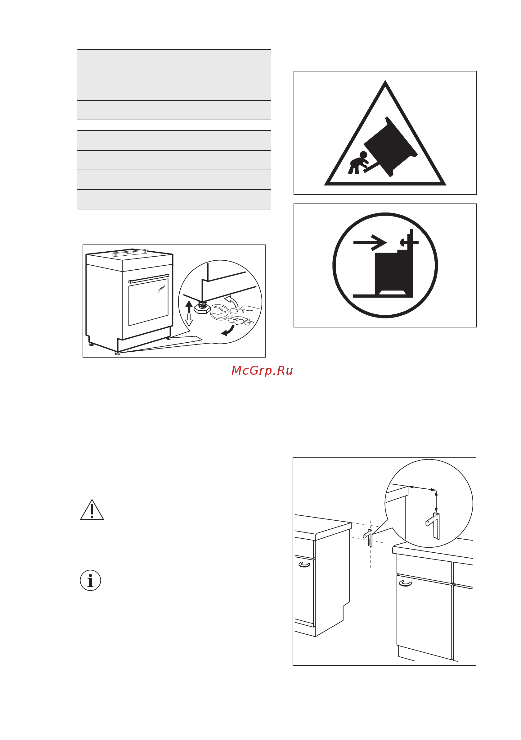 Electrolux SteamBake RKI560200X [10/48] Выравнивание прибора