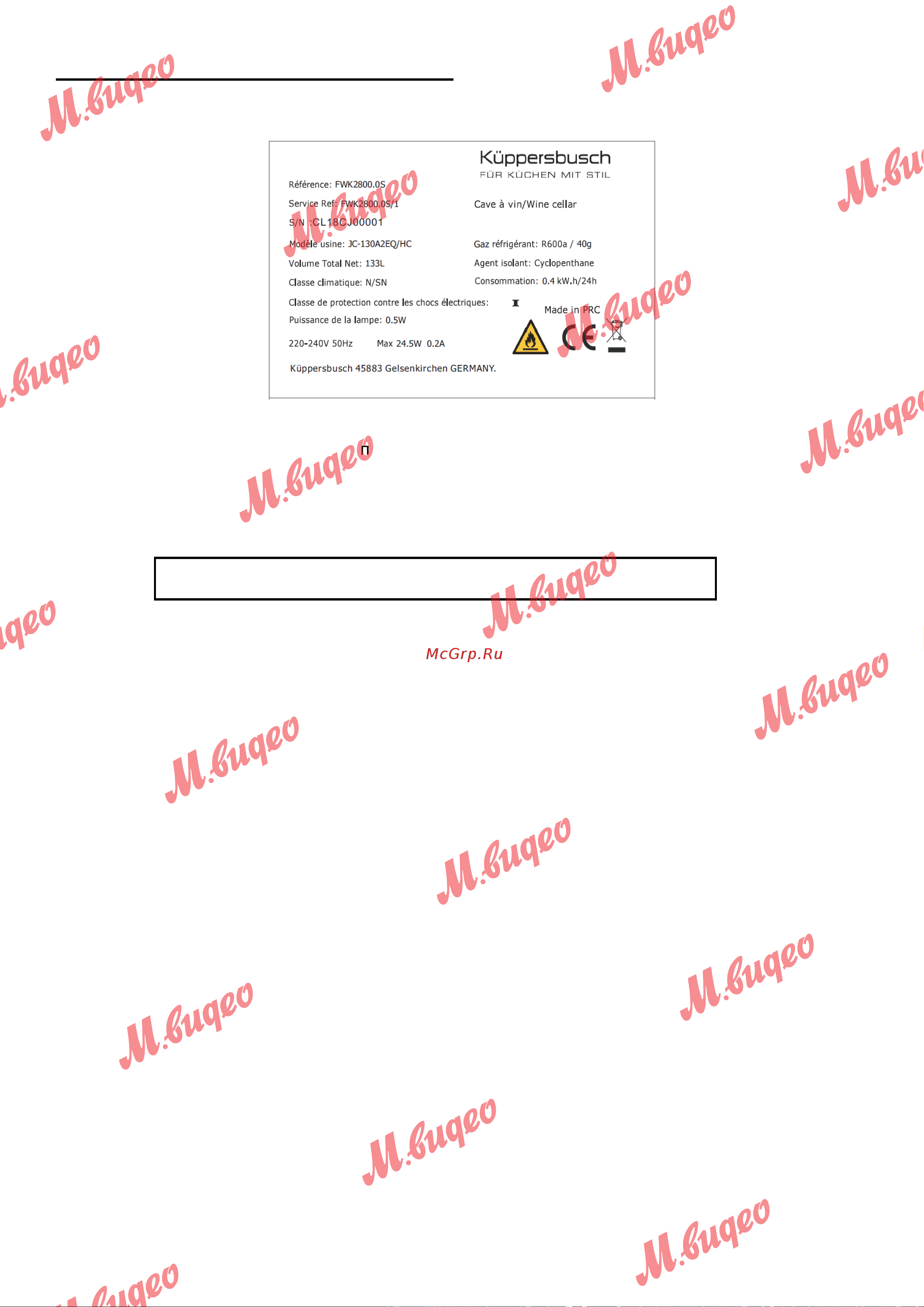 Kuppersbusch FG 8800.1i [10/24] Технические характеристики