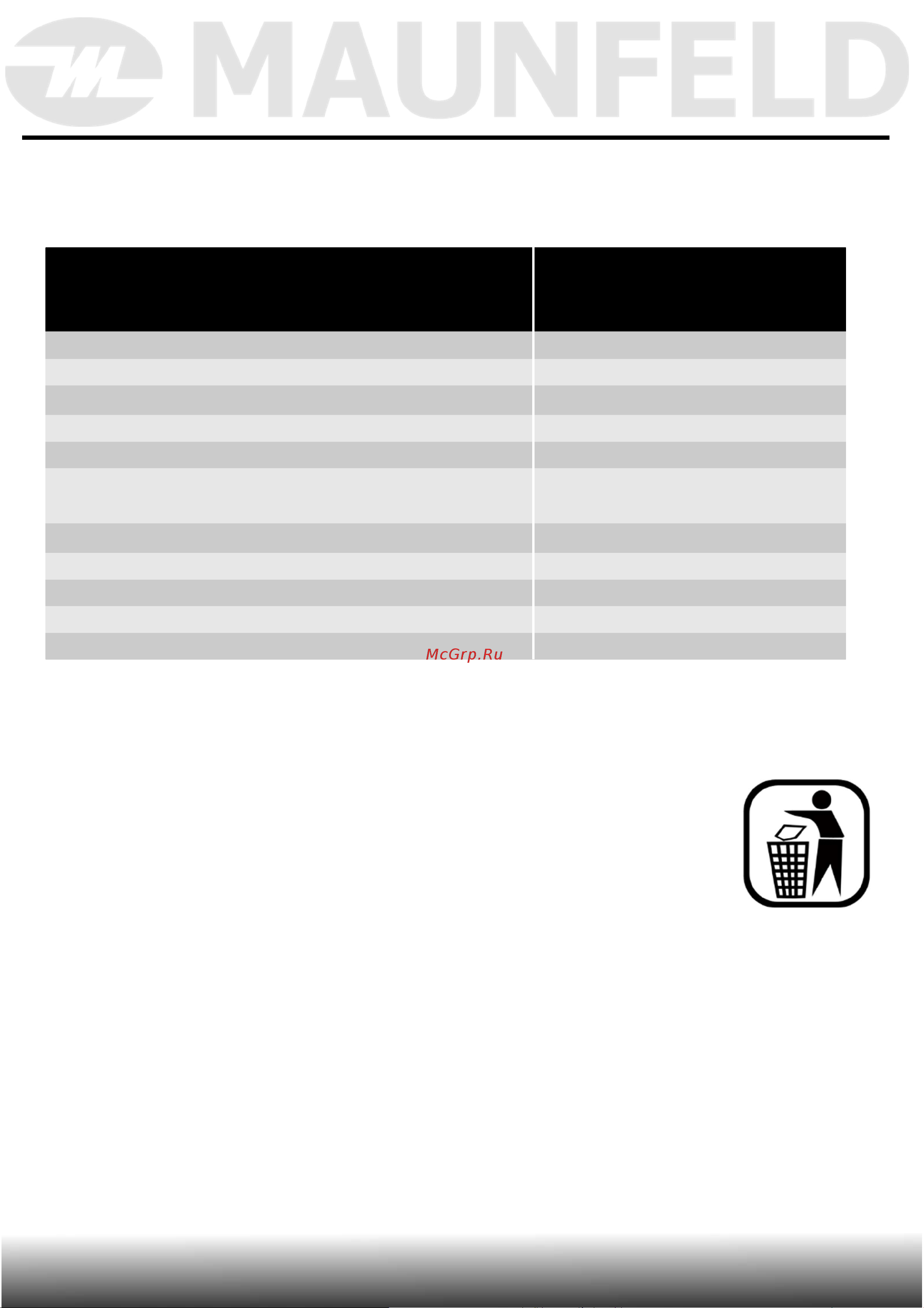 Maunfeld MVI31.2HZ.2BT-BK [13/43] Технические данные