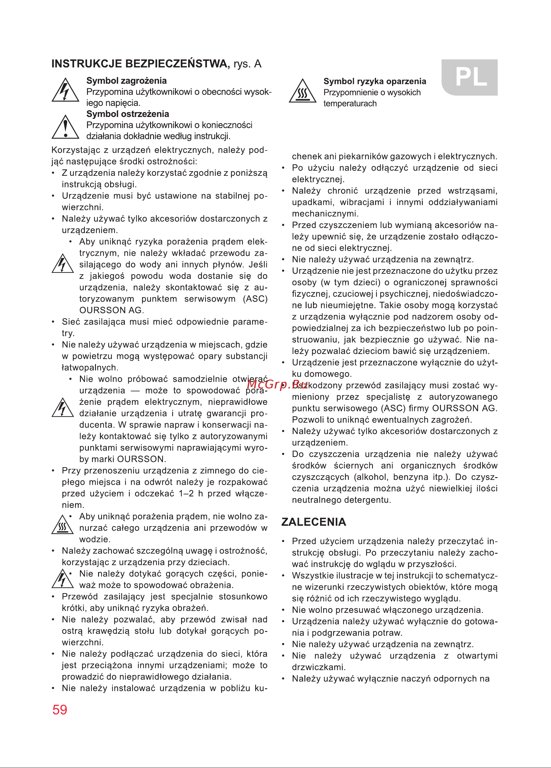 Oursson MO3010/DC [59/88] Instrukcje bezpieczenstwa rys a