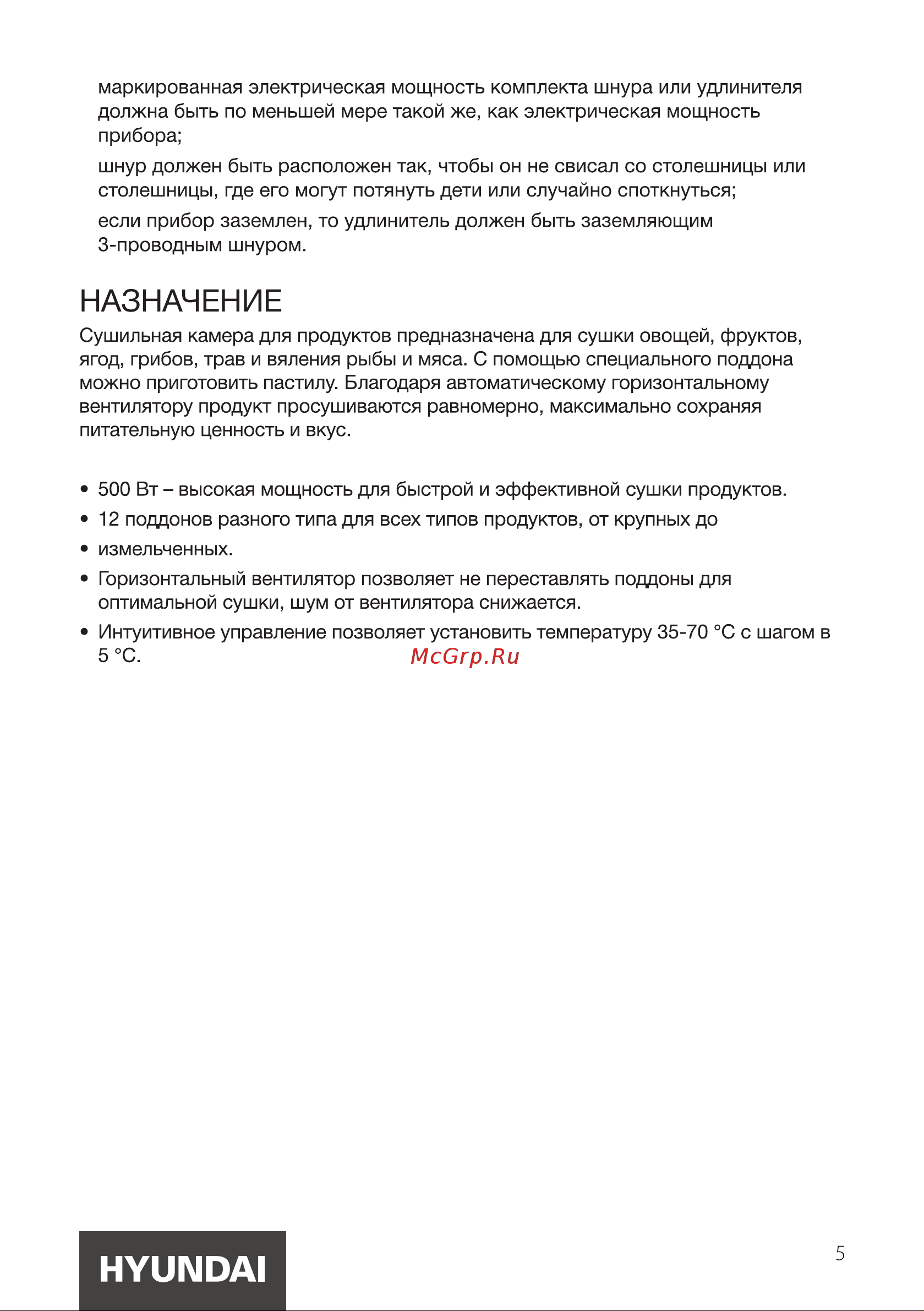 Hyundai HYFD-P1203 Black Инструкция по эксплуатации онлайн [5/16] 646831