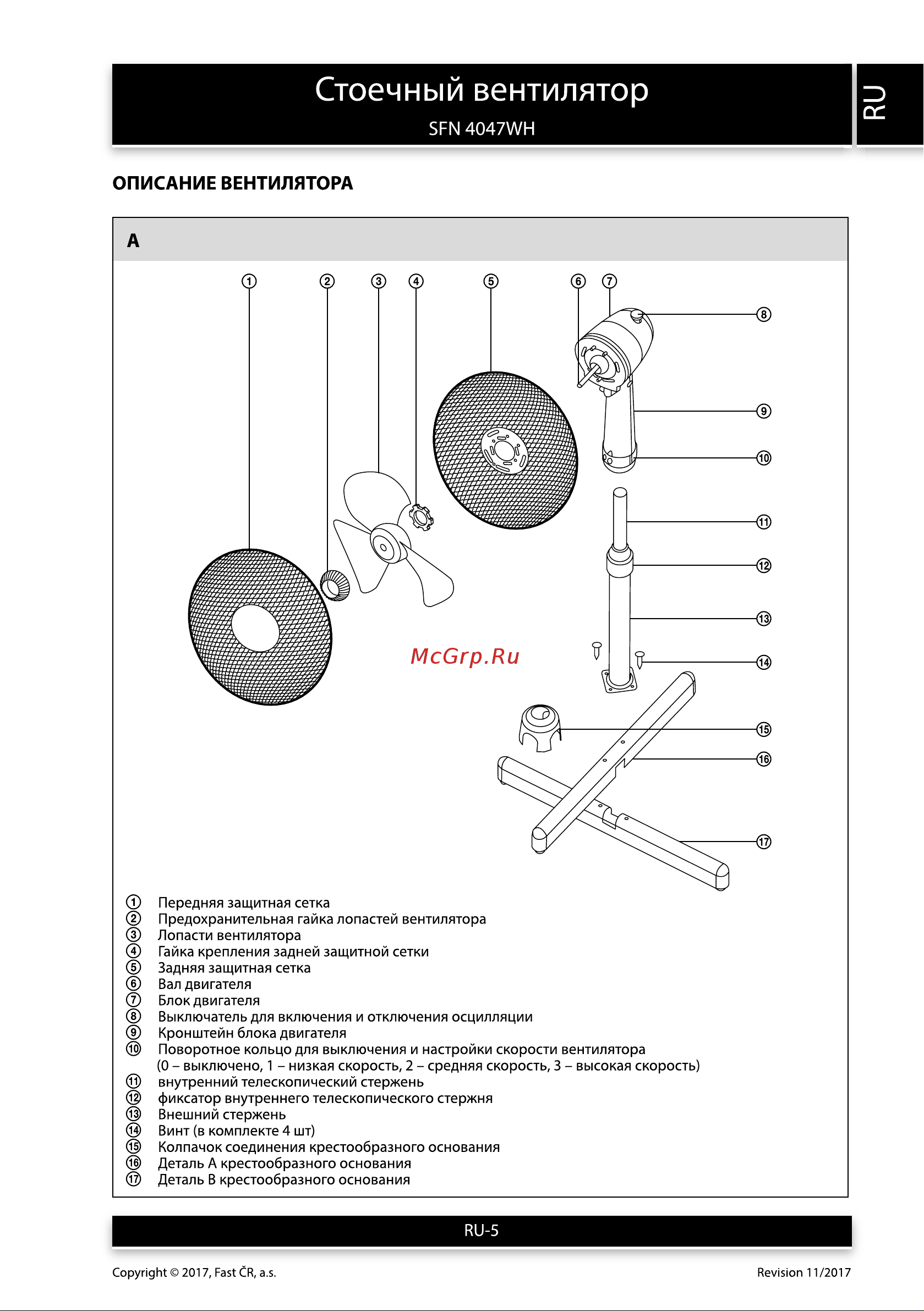 Sencor SFN 4047WH [5/8] Стоечный вентилятор