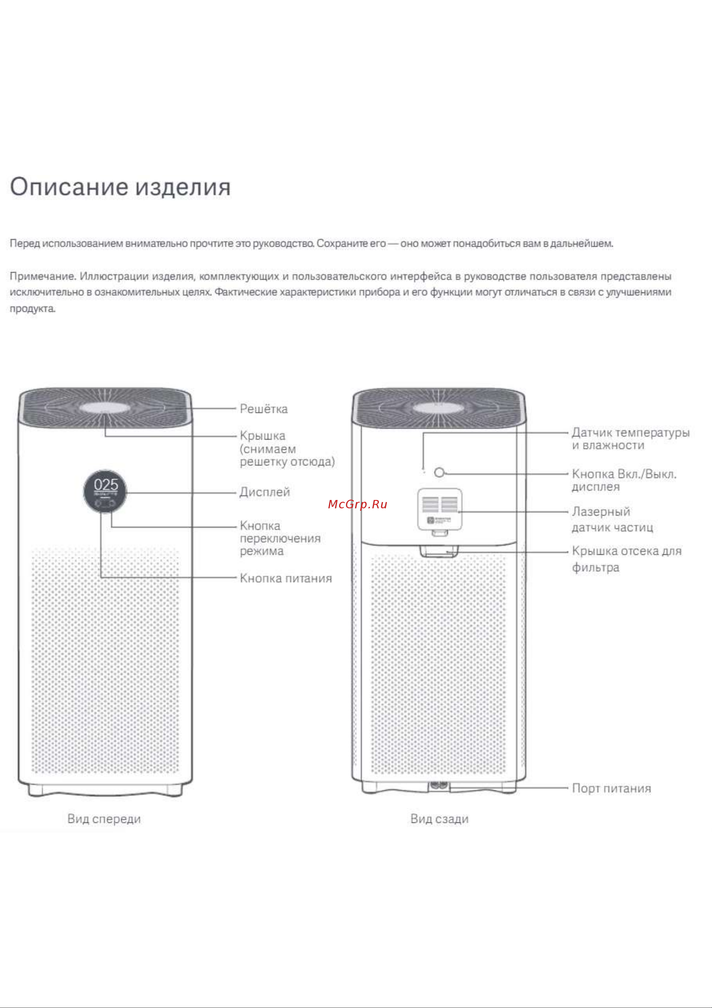 Xiaomi Smart Air Purifier 4 EU (BHR5096GL) [4/10] Описание изделия