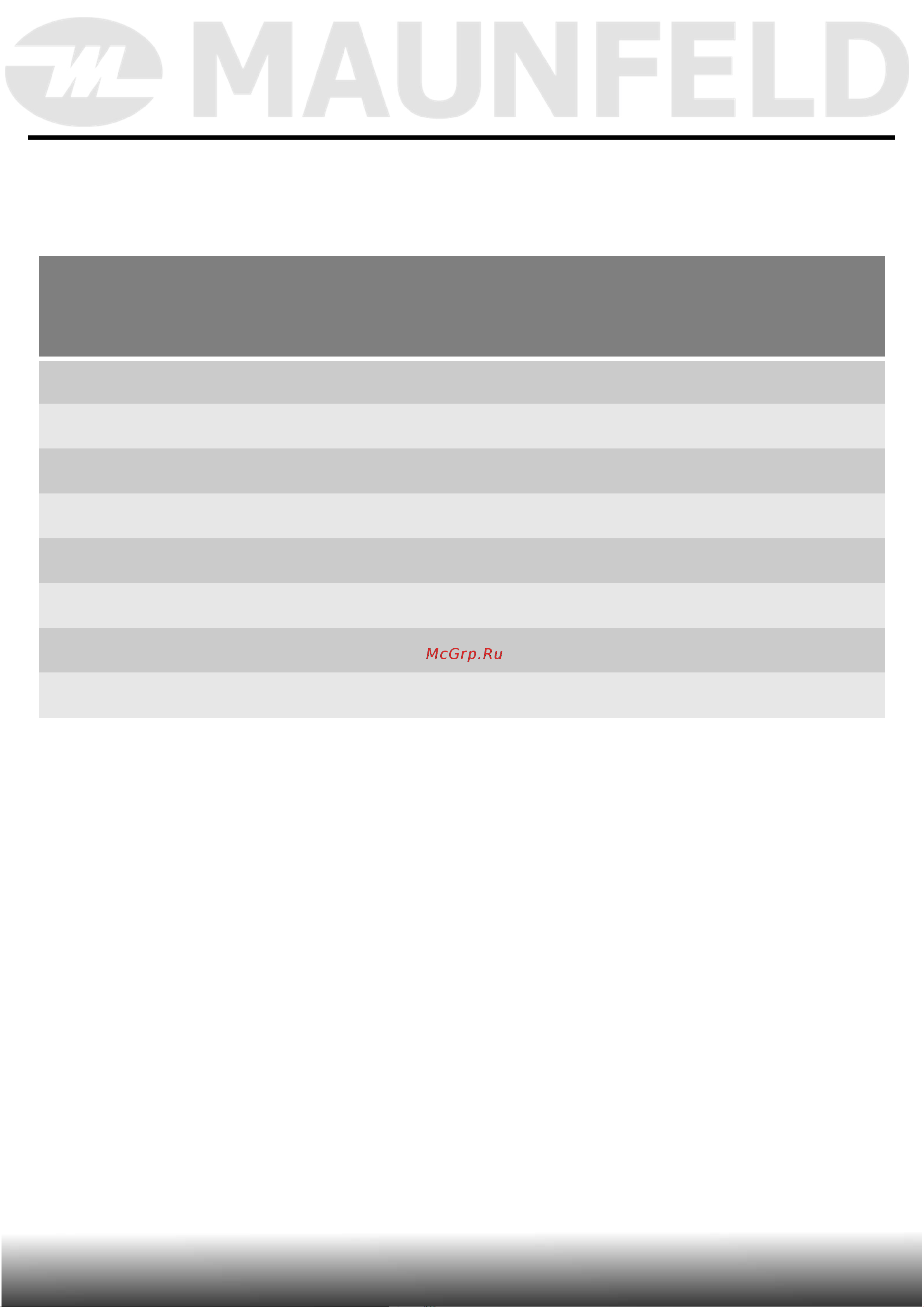 Maunfeld MFWD14106SB03 [12/72] Технические данные