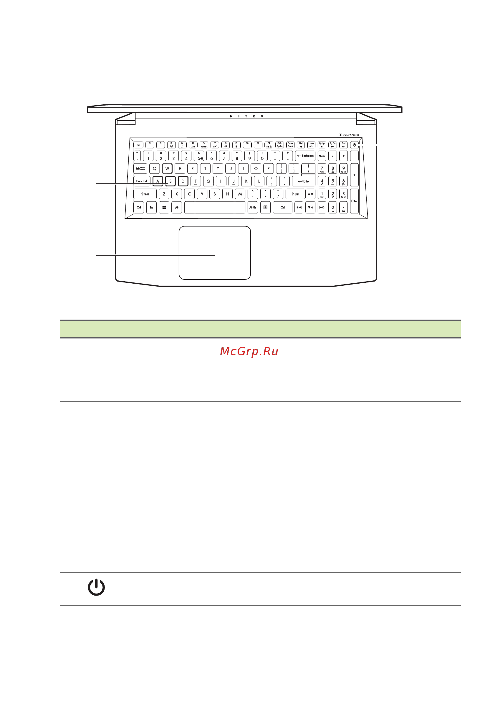 Acer AN515-52-745S NH.Q3MER.042 [11/86] Вид клавиатуры