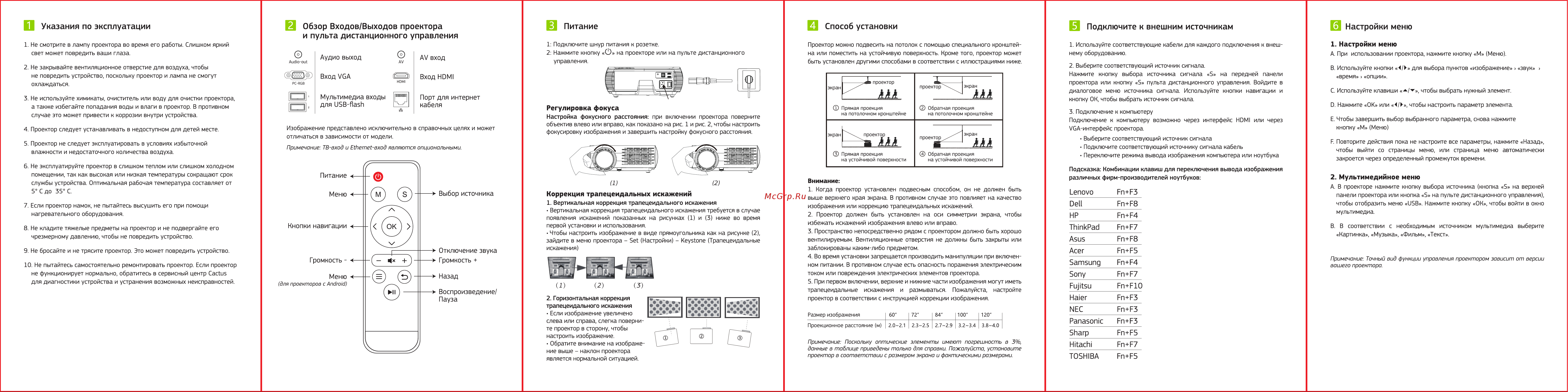 Cactus CS-PRO.02B.WXGA [2/2] В настройки меню