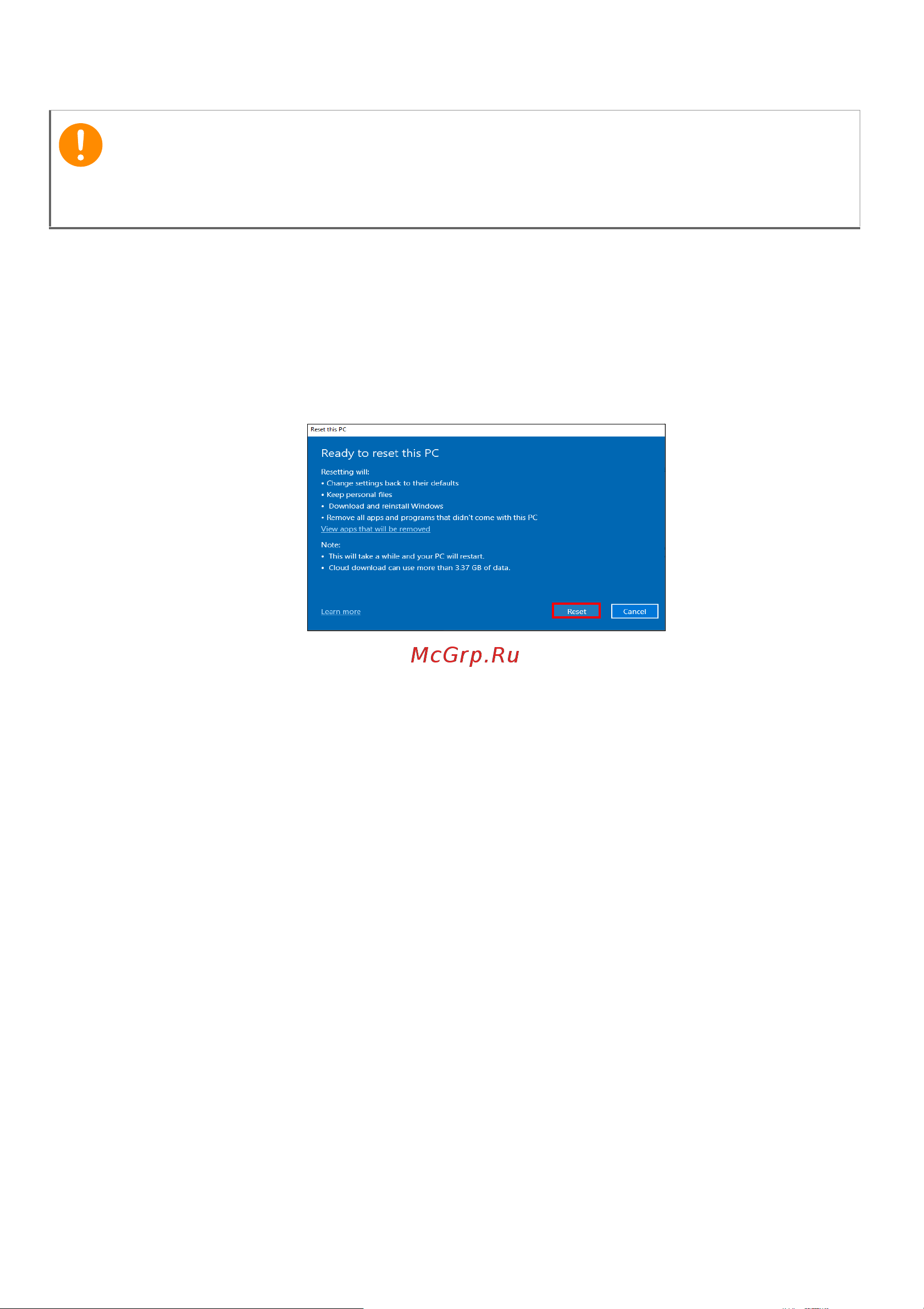 Acer TravelMate P2 TMP215-41-R9SH NX.VRHER.005 [36/113] Вернуть компьютер в исходное состояние и удалить все