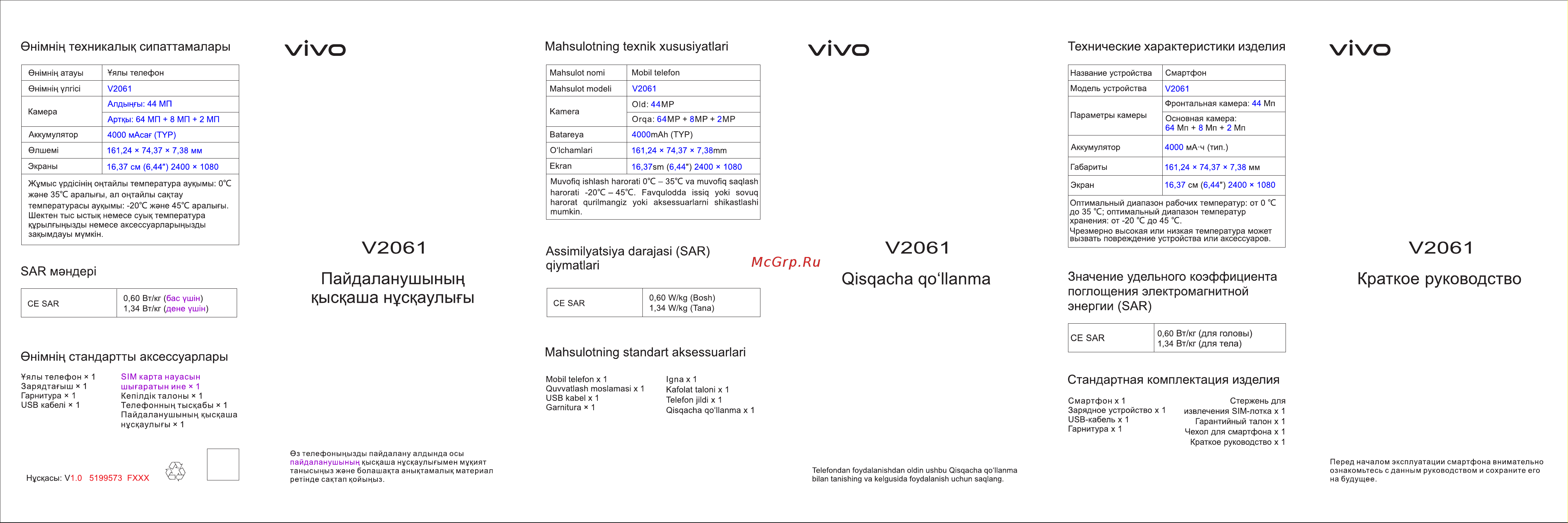 VIVO V21e Чёрный антрацит (V2061) Инструкция по эксплуатации онлайн