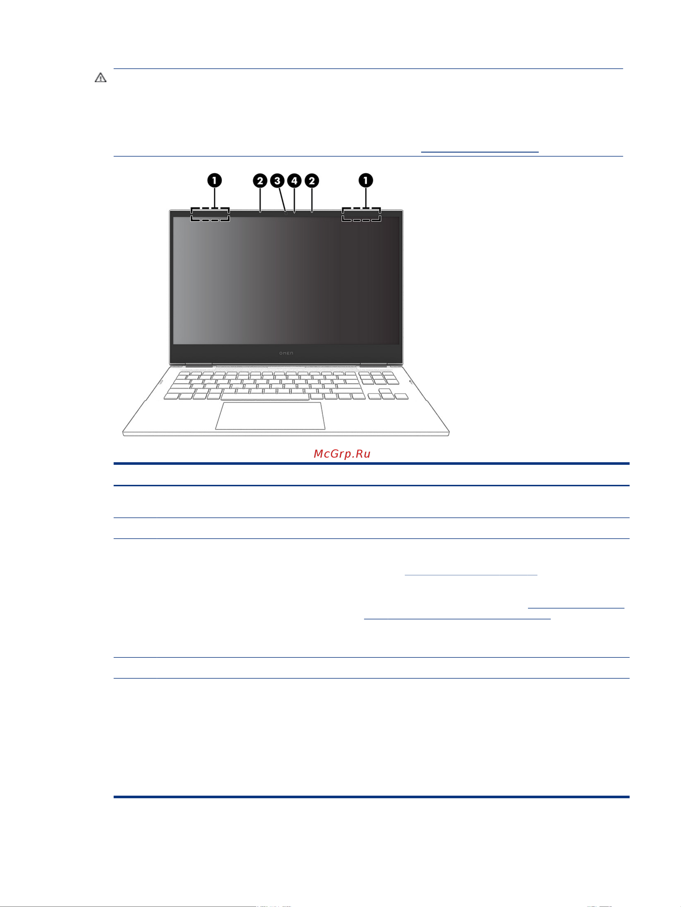 HP Omen 16-c0045ur (4E1R9EA) [15/85] Таблица 2 4 компоненты дисплея и их описание