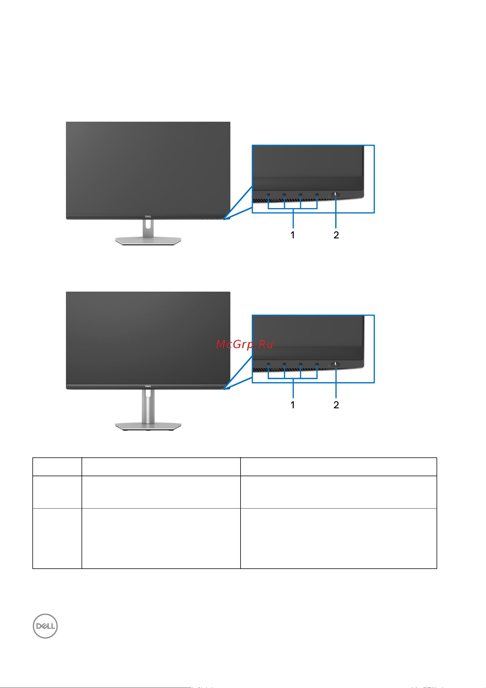 Dell S2721DGFA [10/76] Детали монитора и органы управления