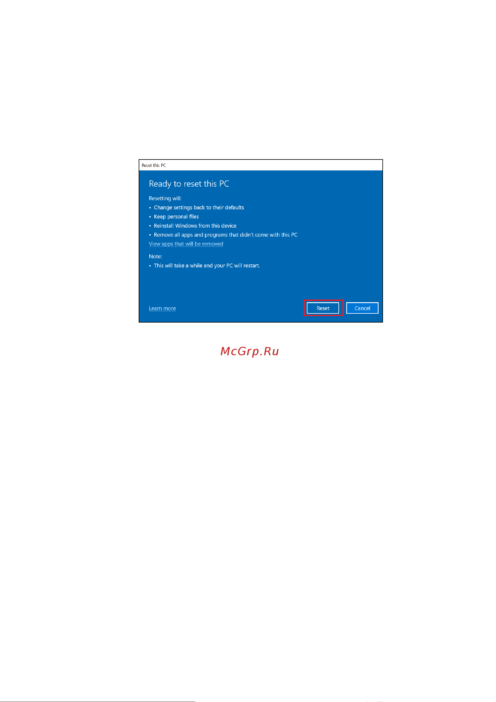 Acer Nitro AN515-57-541H NH.QESER.008 [38/104] Вернуть компьютер в исходное состояние и удалить все