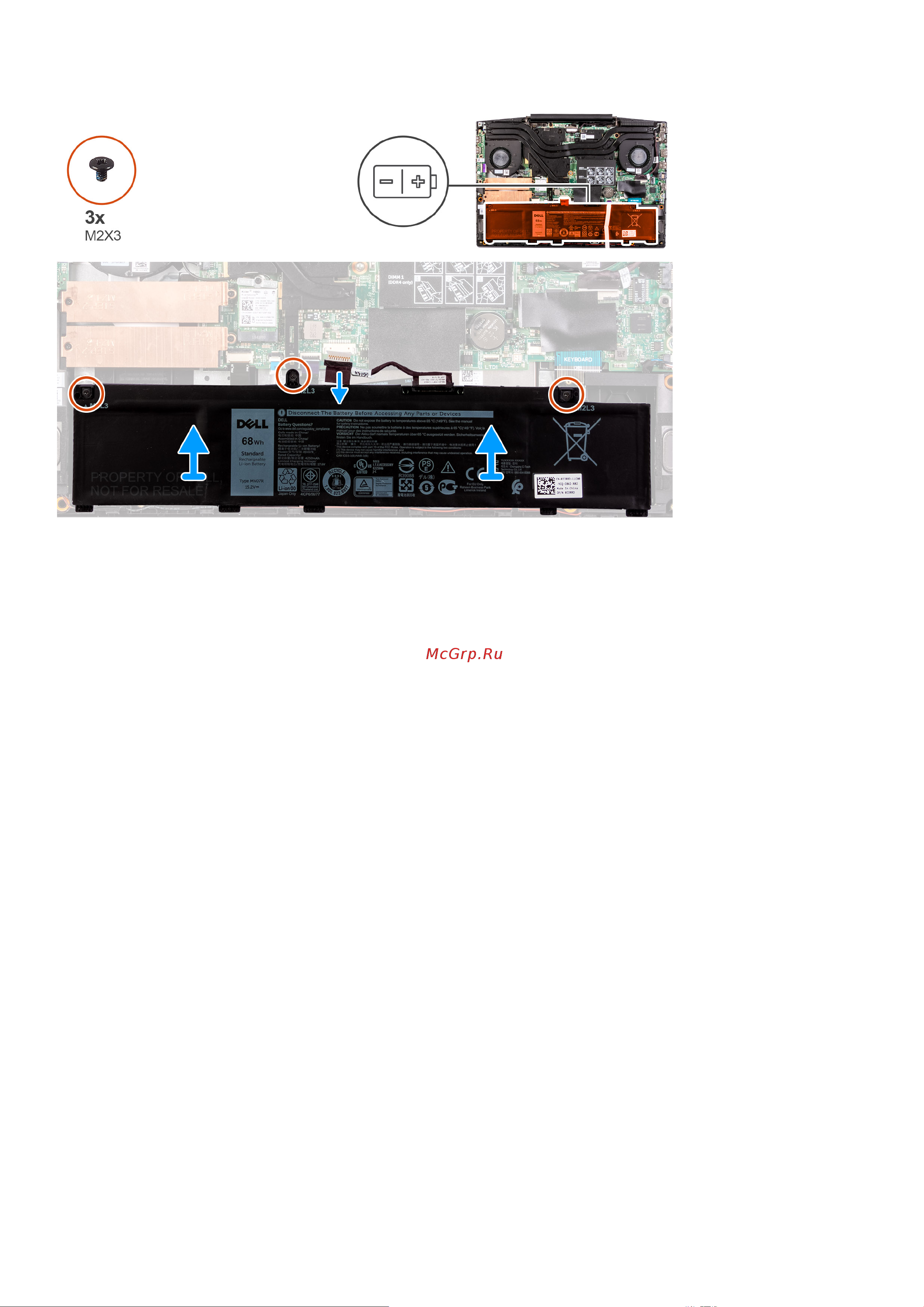 Dell G515-0038 [32/81] Установка 4 элементного аккумулятора