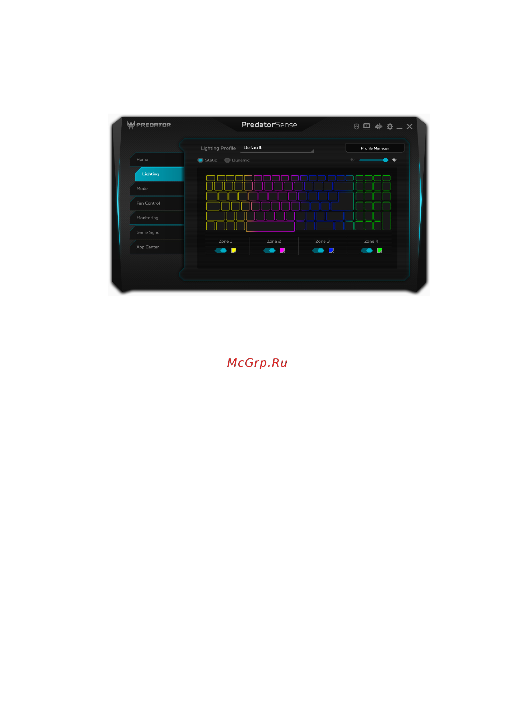 Acer Predator Helios 300 PH317-55-79WJ (NH.QB7ER.00C) [55/113] Статичная подсветка