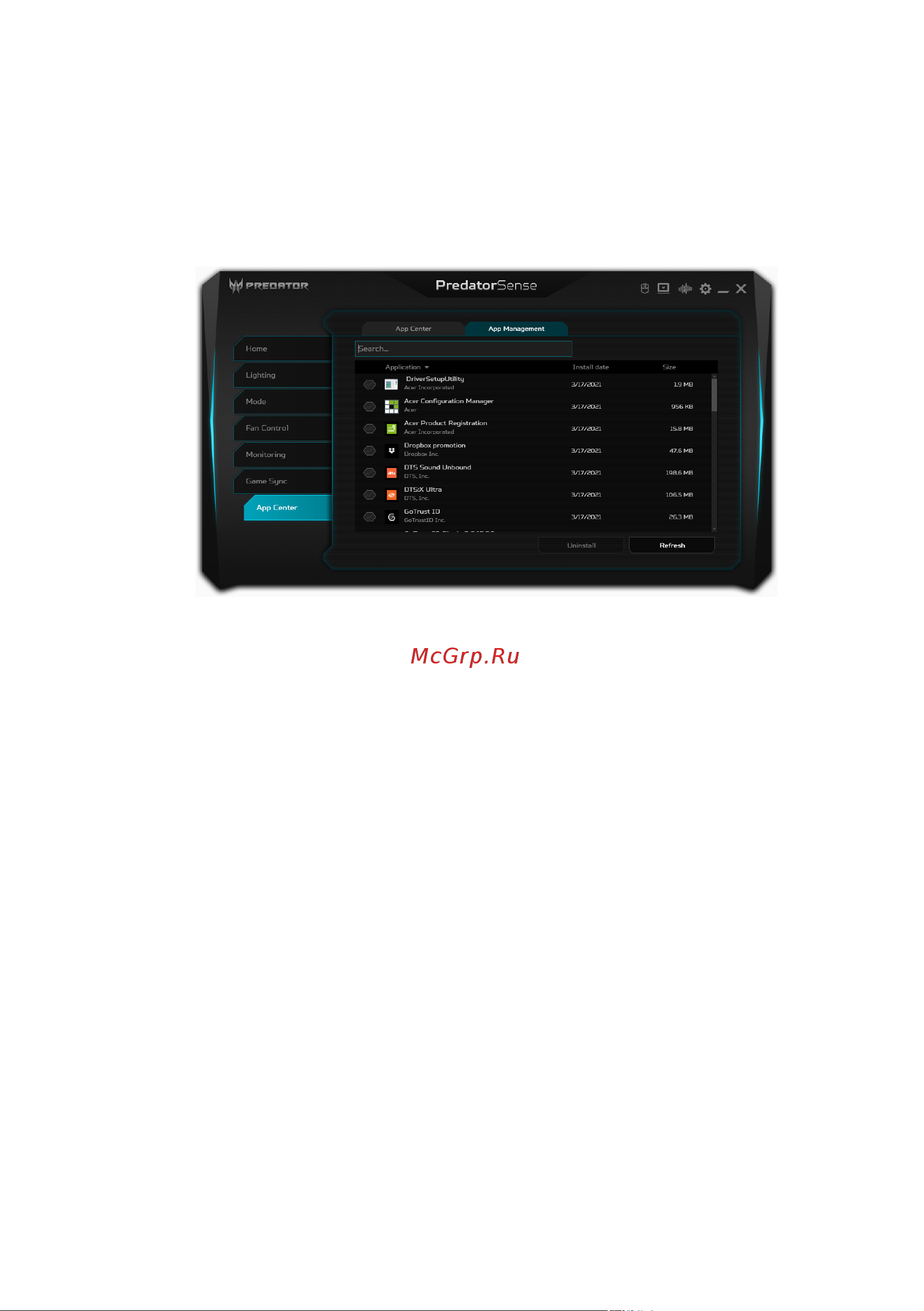 Acer Predator Helios 300 PH317-55-79WJ (NH.QB7ER.00C) [61/113] Управление приложениями