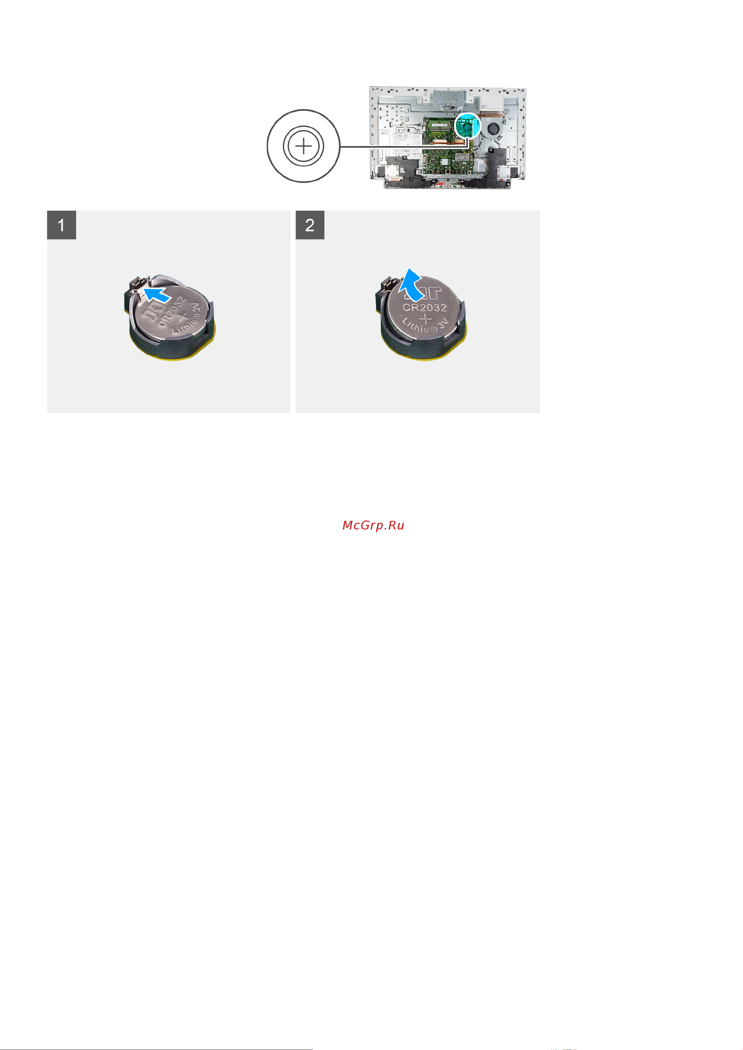 Dell Inspiron 5400-2379 [25/76] Установка батарейки типа таблетка