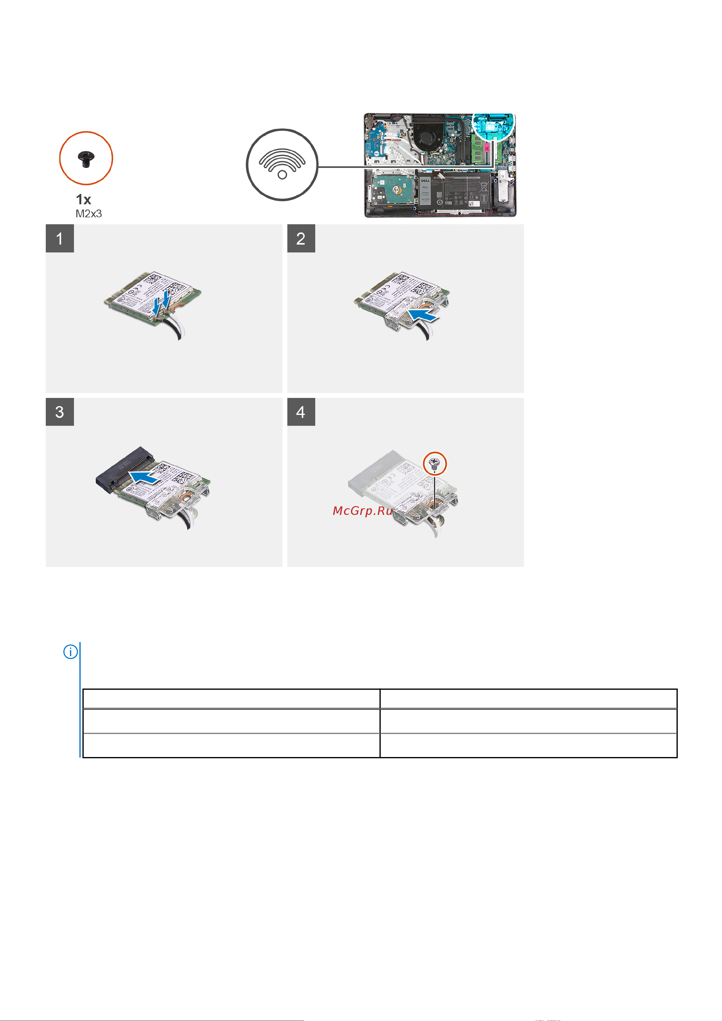 Dell Vostro 3500-5681 [31/104] Таблица 3 кабели антенны wlan