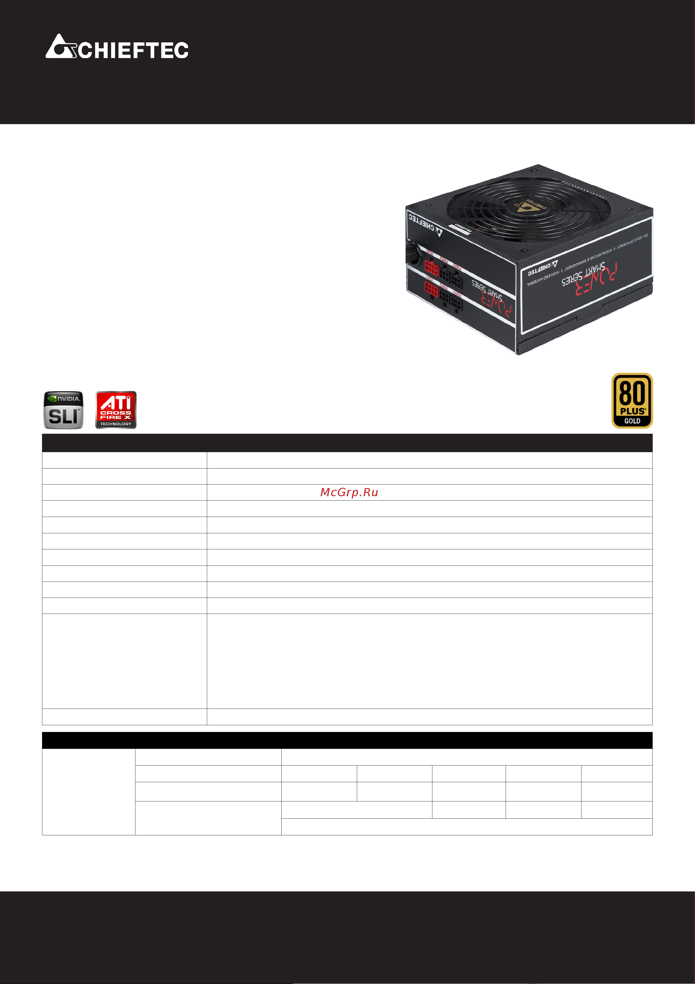 Chieftec 1000W Power Smart (GPS-1000C) Инструкция по эксплуатации онлайн