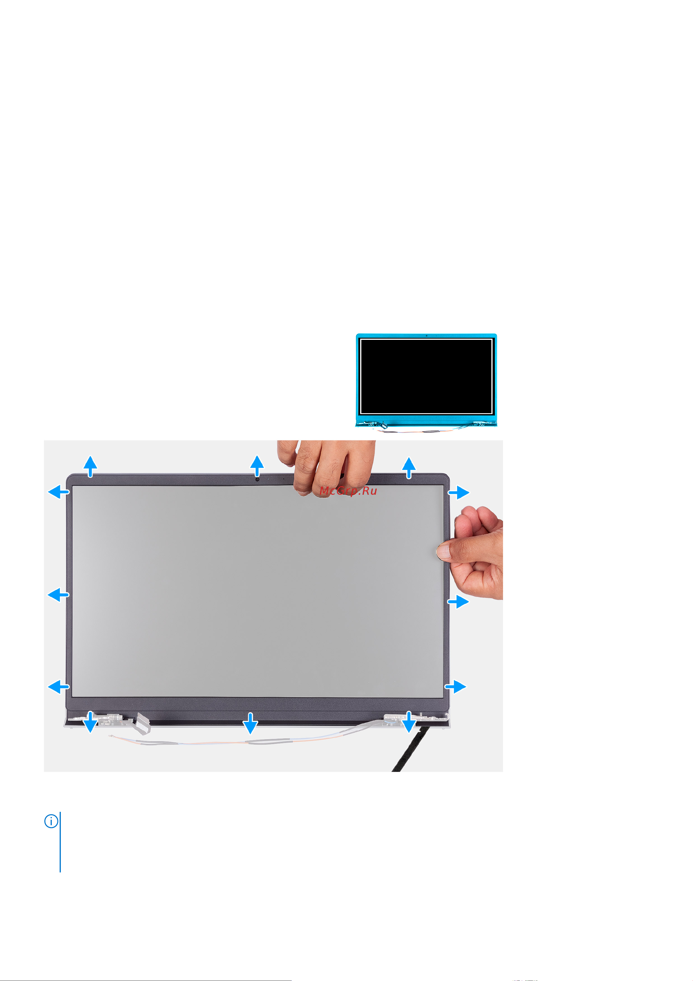 Dell Vostro 3515-5524 [53/91] Снятие лицевой панели дисплея