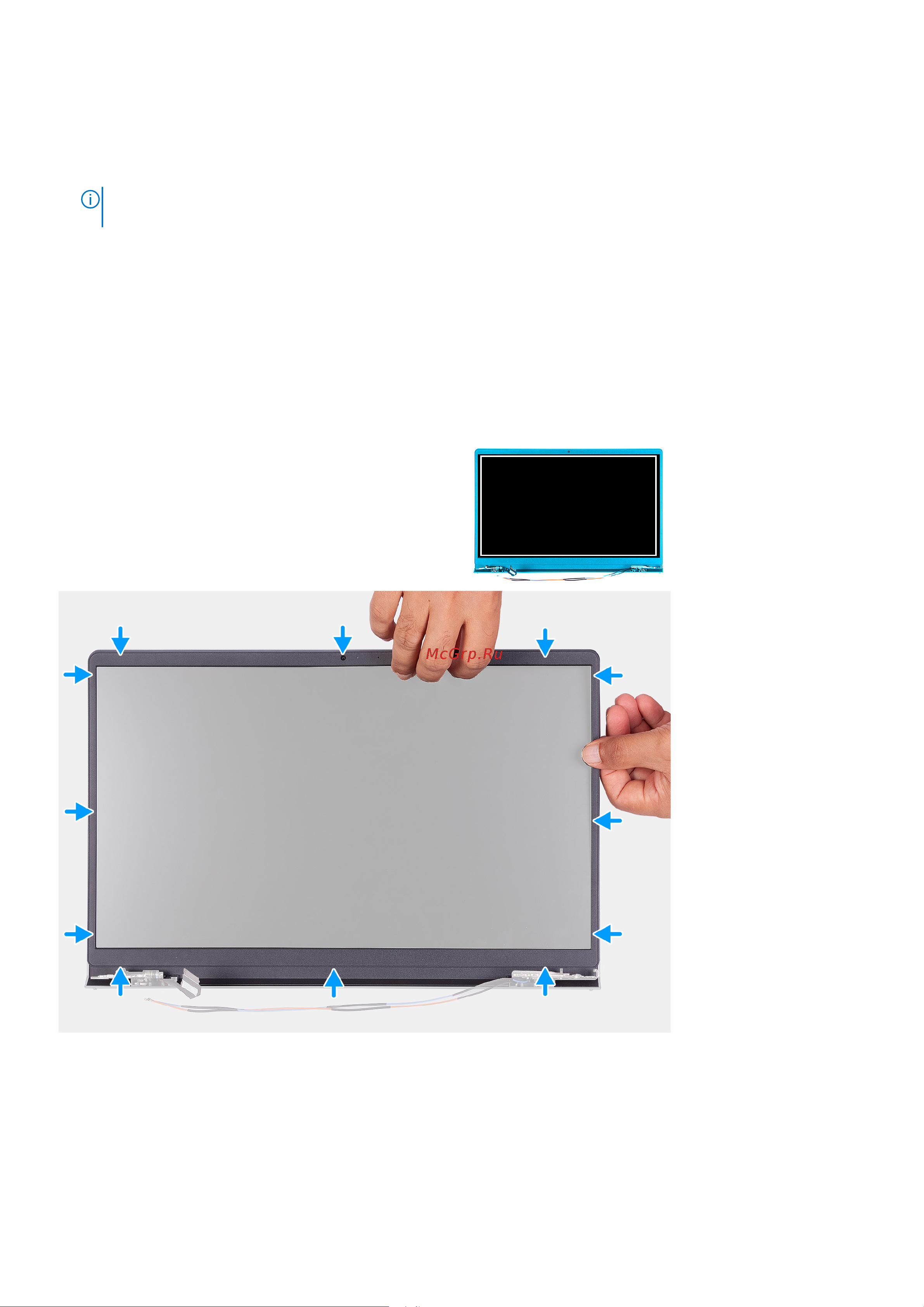 Dell Vostro 3515-5517 [54/91] Установка лицевой панели дисплея