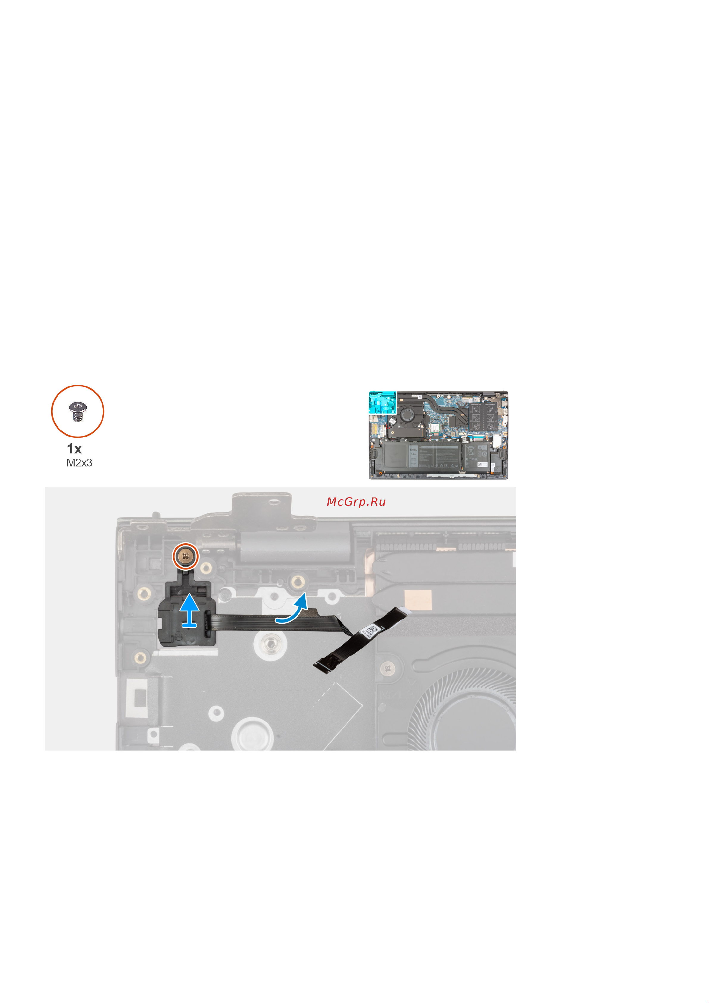 Dell Vostro 5510-5746 [53/89] Извлечение кнопки питания с опциональным сканером отпечатков пальцев