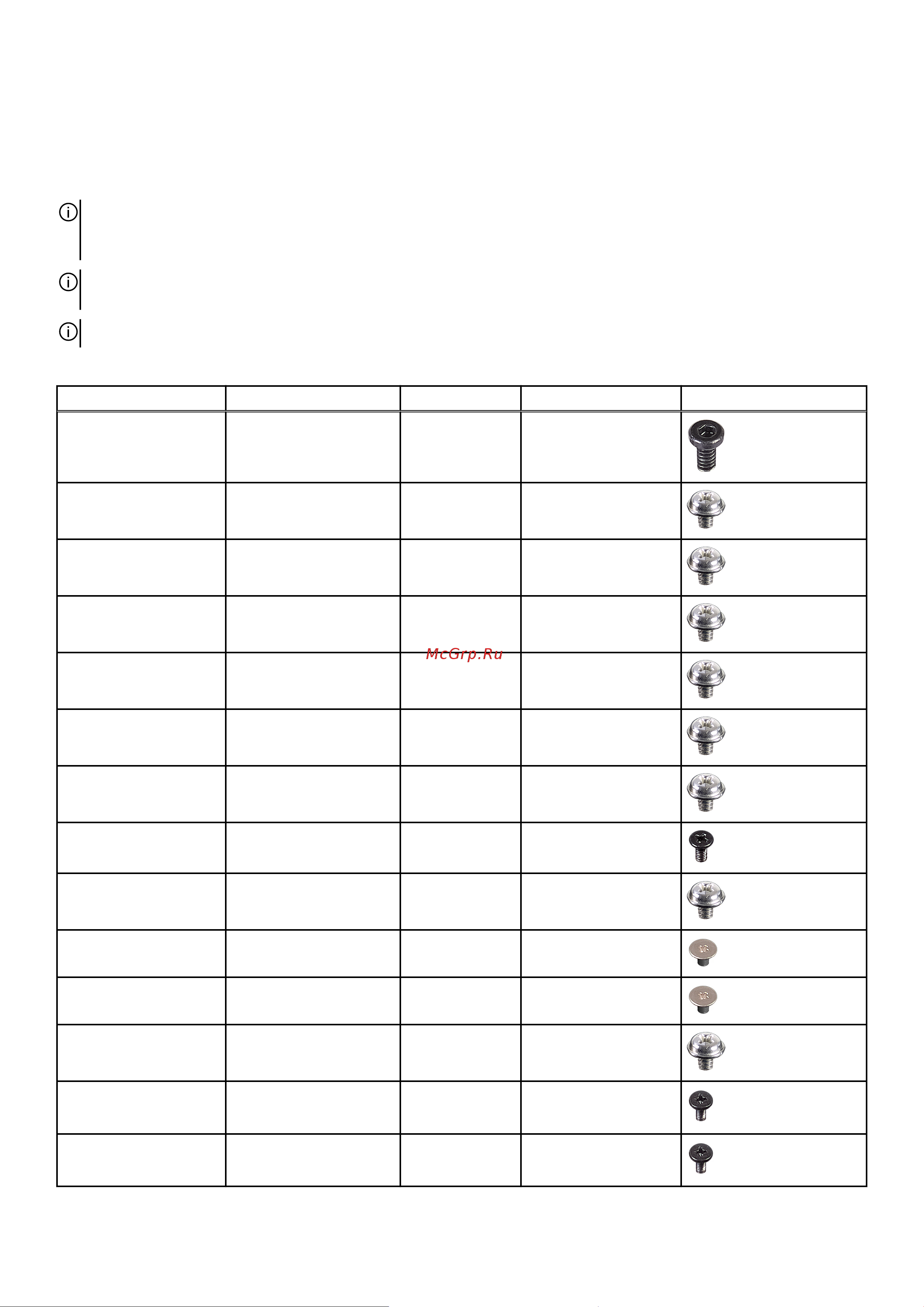 Dell Alienware Aurora R12 R12-4878 [11/108] Table 1 screw list