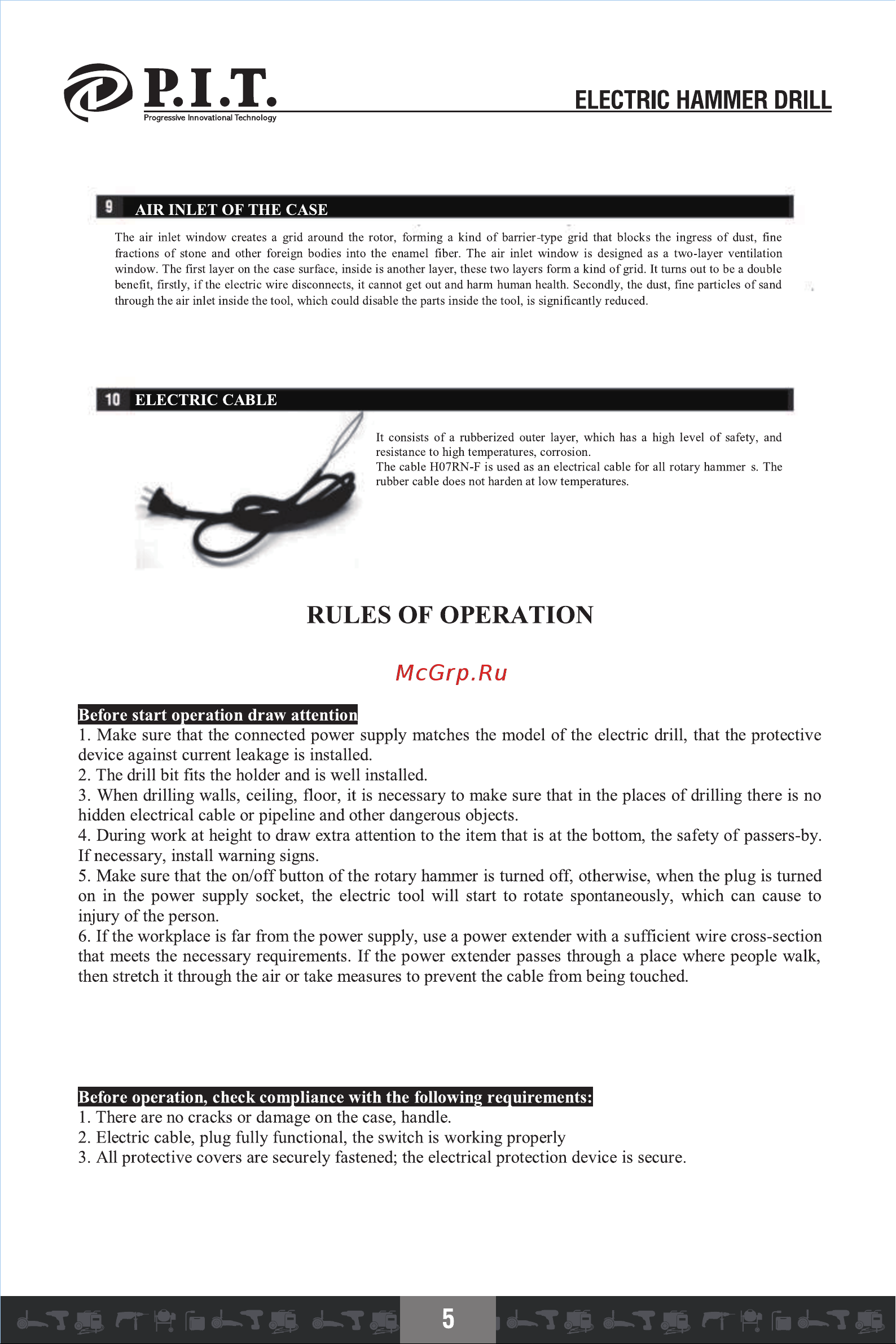 P.I.T. PBH26-C3 МАСТЕР [7/25] Rules of operation