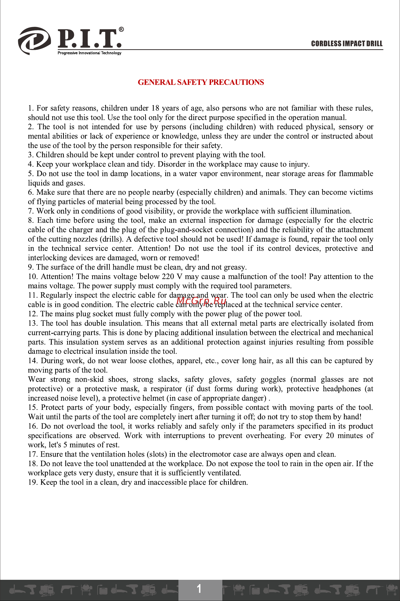 P.I.T. PSR 14.4-D1 F [2/20] General safety precautions