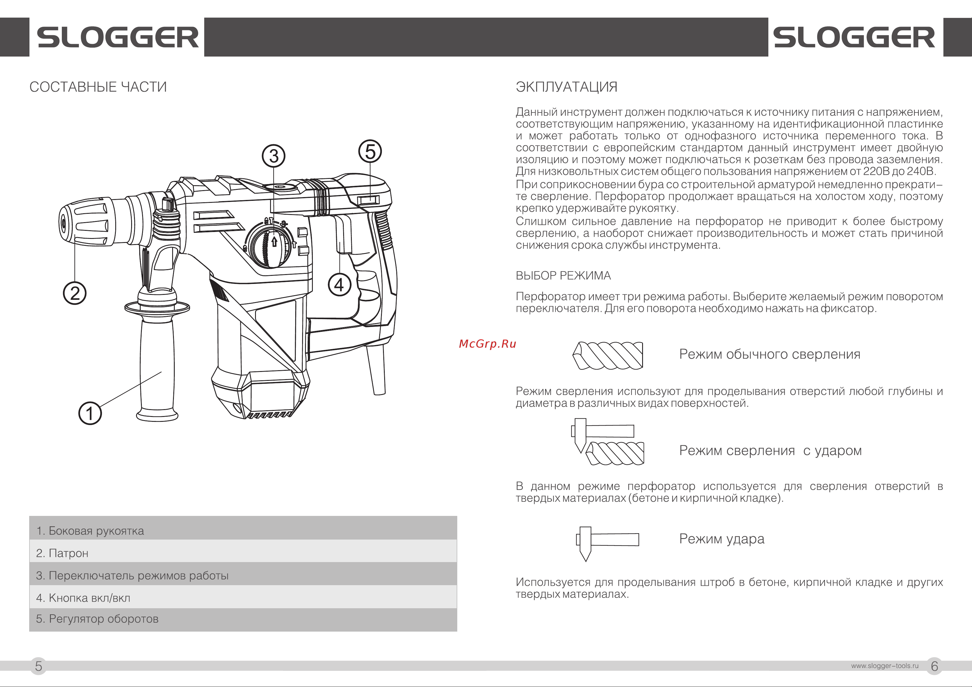 Slogger RH1660 [4/8] Режим сверления с ударом