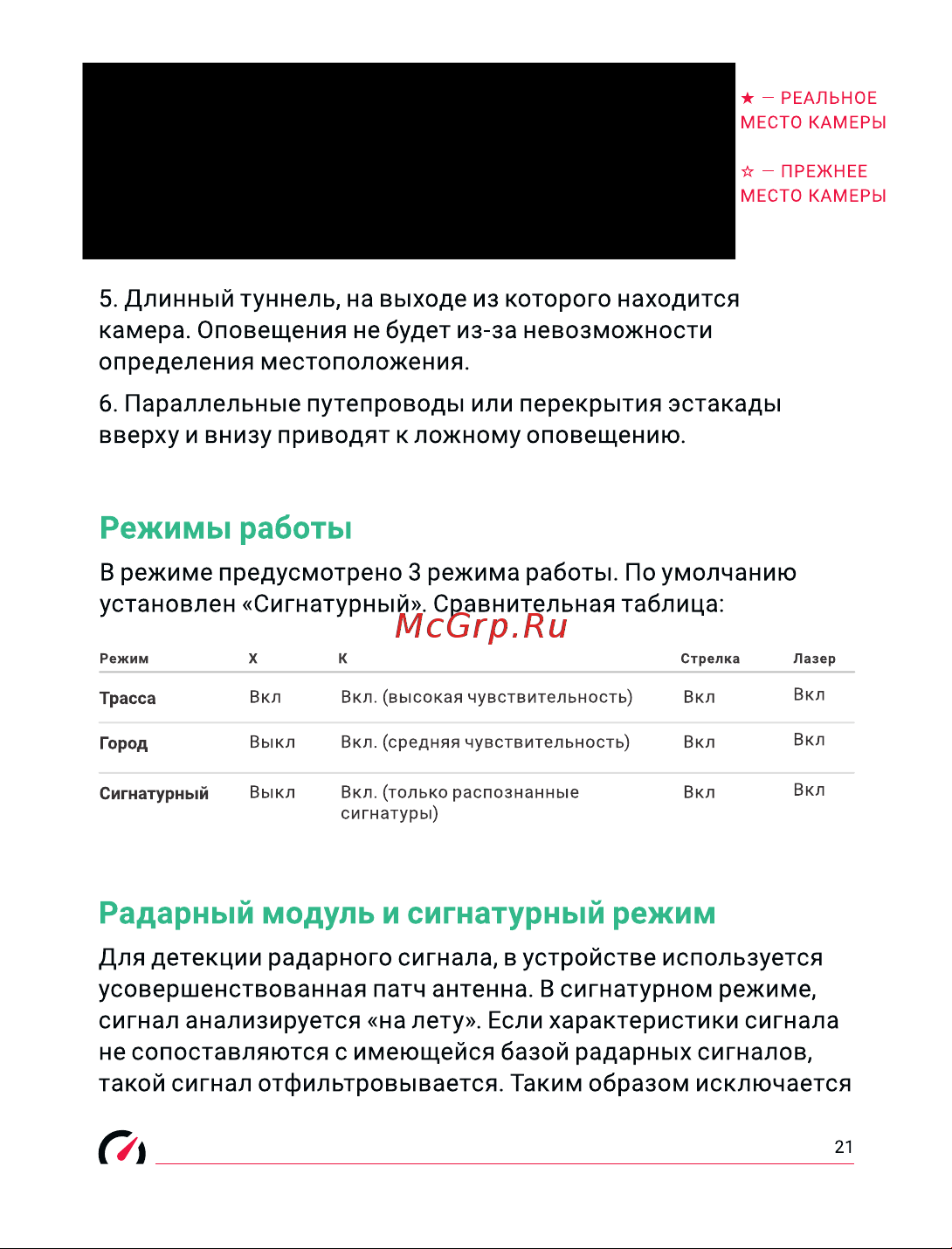 Roadgid Premier 3 (1045107) [22/31] В режиме предусмотрено 3 режима работы по умолчанию установлен сигнатурный сравнительная таблица