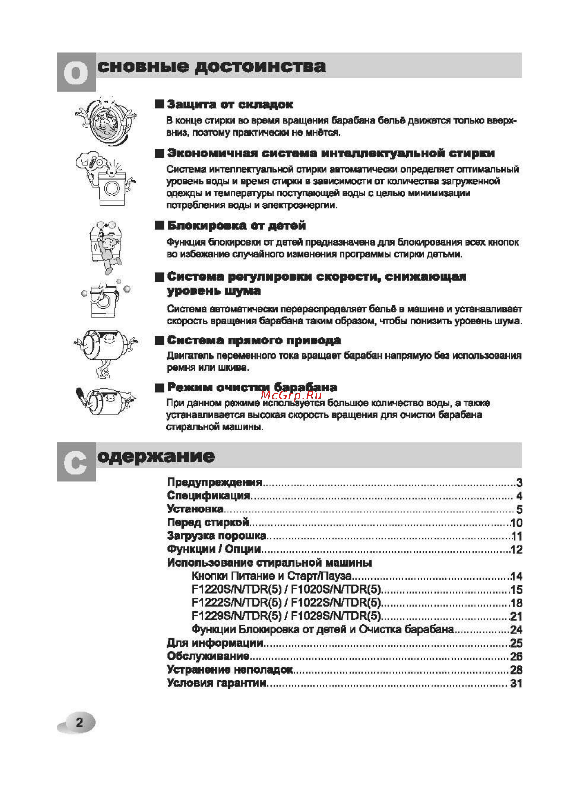 LG F1029SDR [2/32] Функции опции