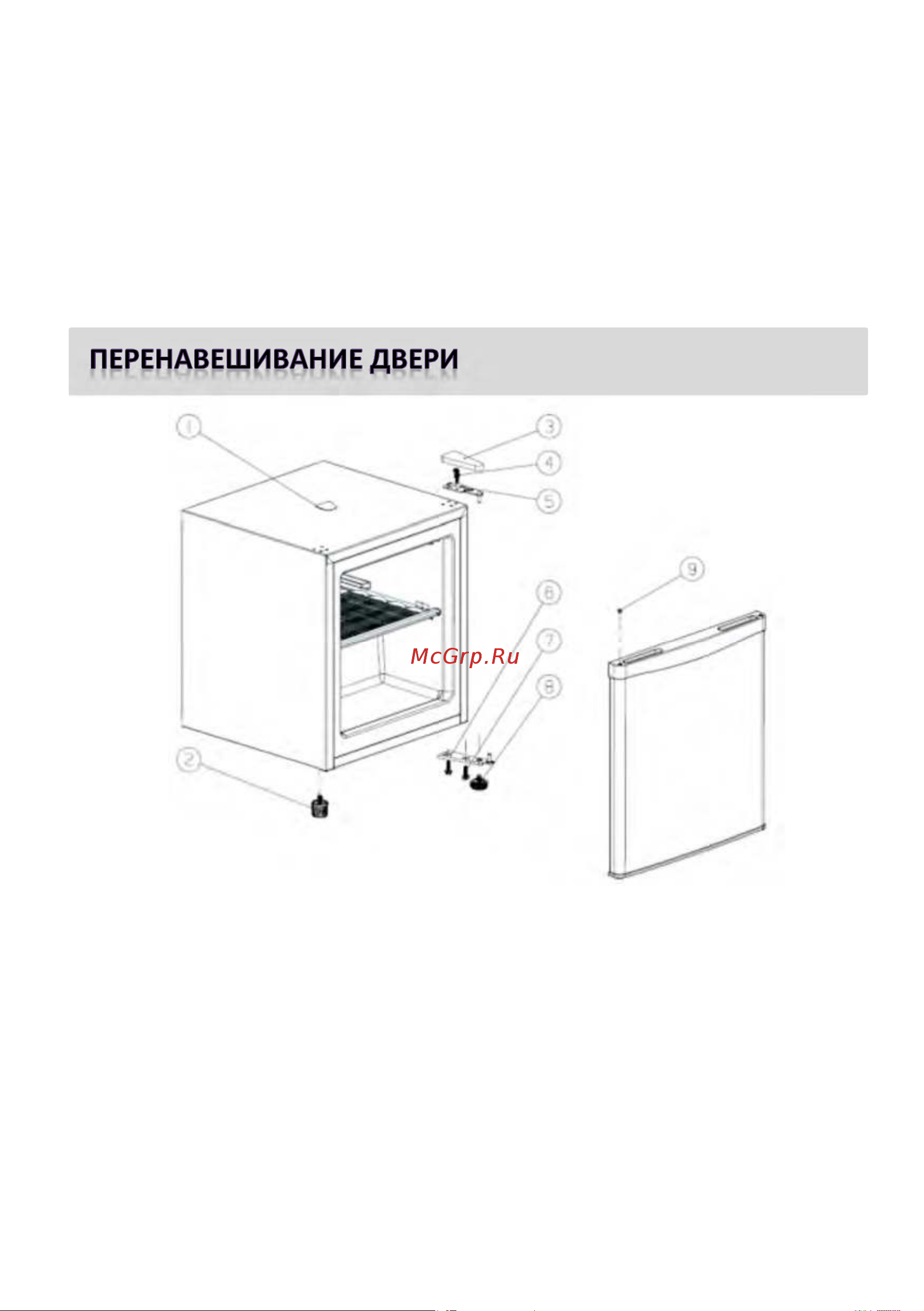Shivaki FR-051W [14/19] Перенавешивание двери