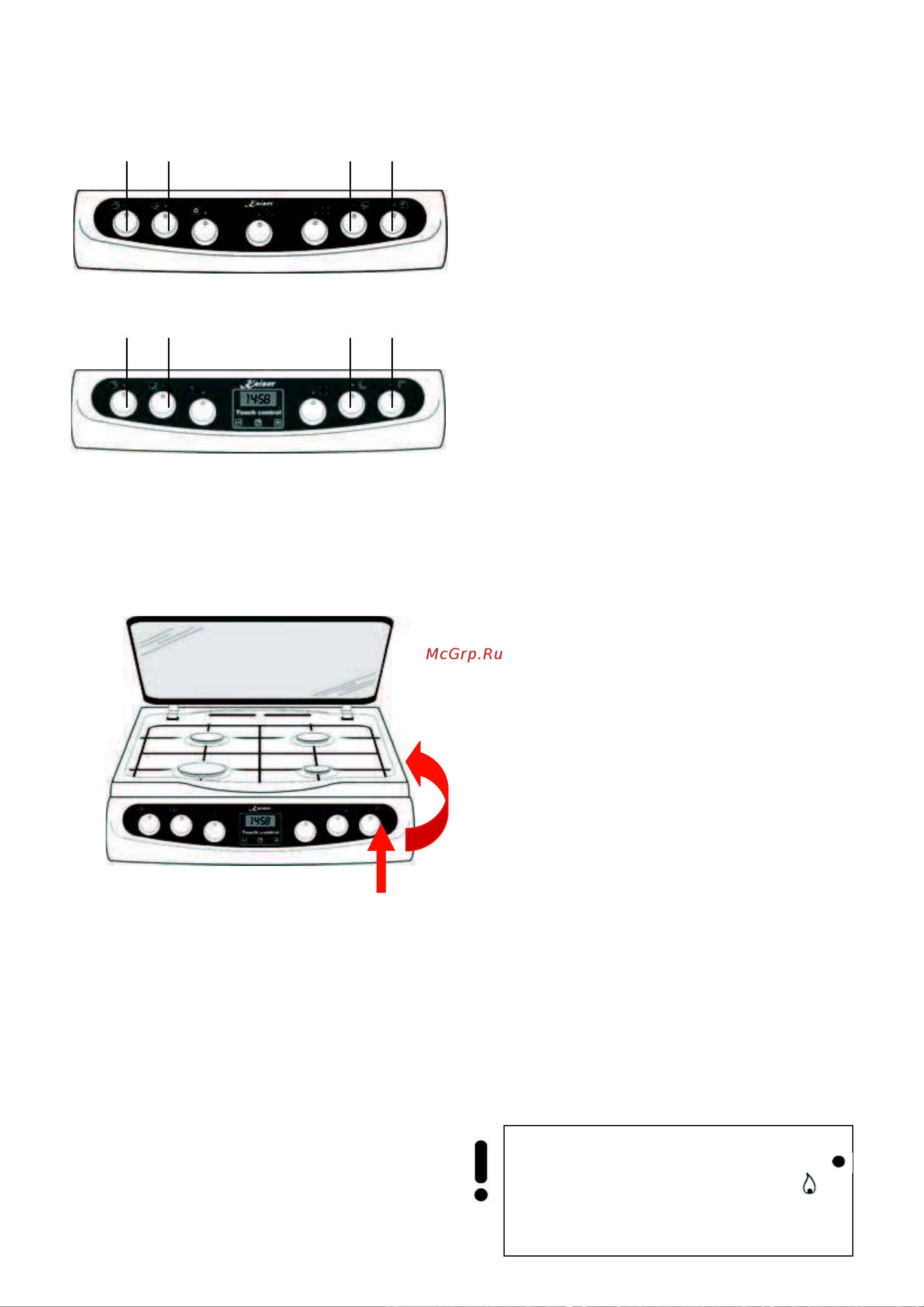 Kaiser HGG 61532 R [24/84] Gas cooking zones control