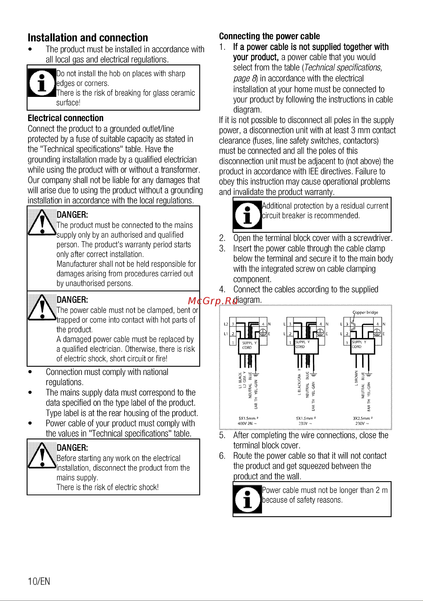 Beko hic 64403 x [10/44] Installation and connection