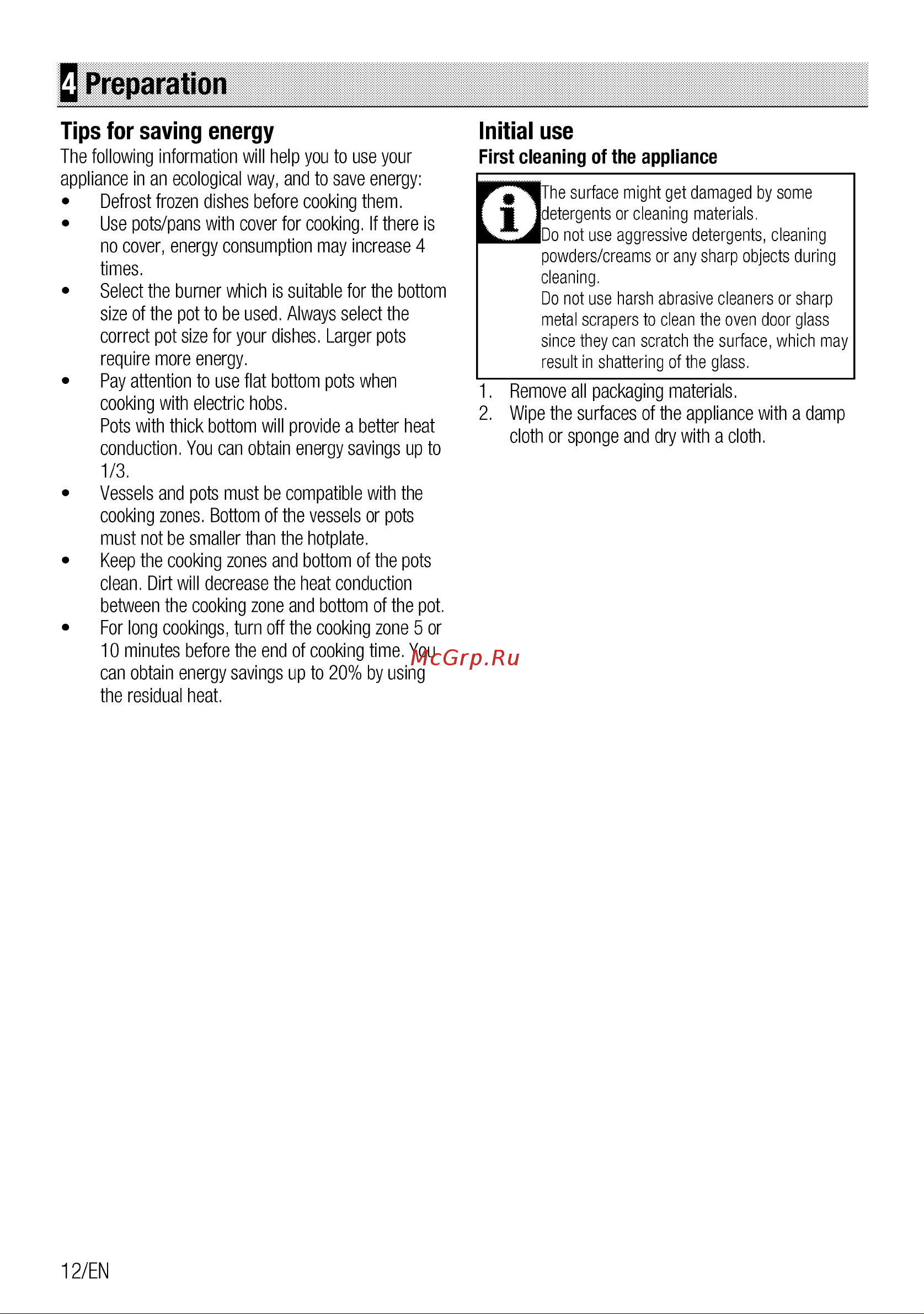 Beko hic 64403 x [12/44] Preparation