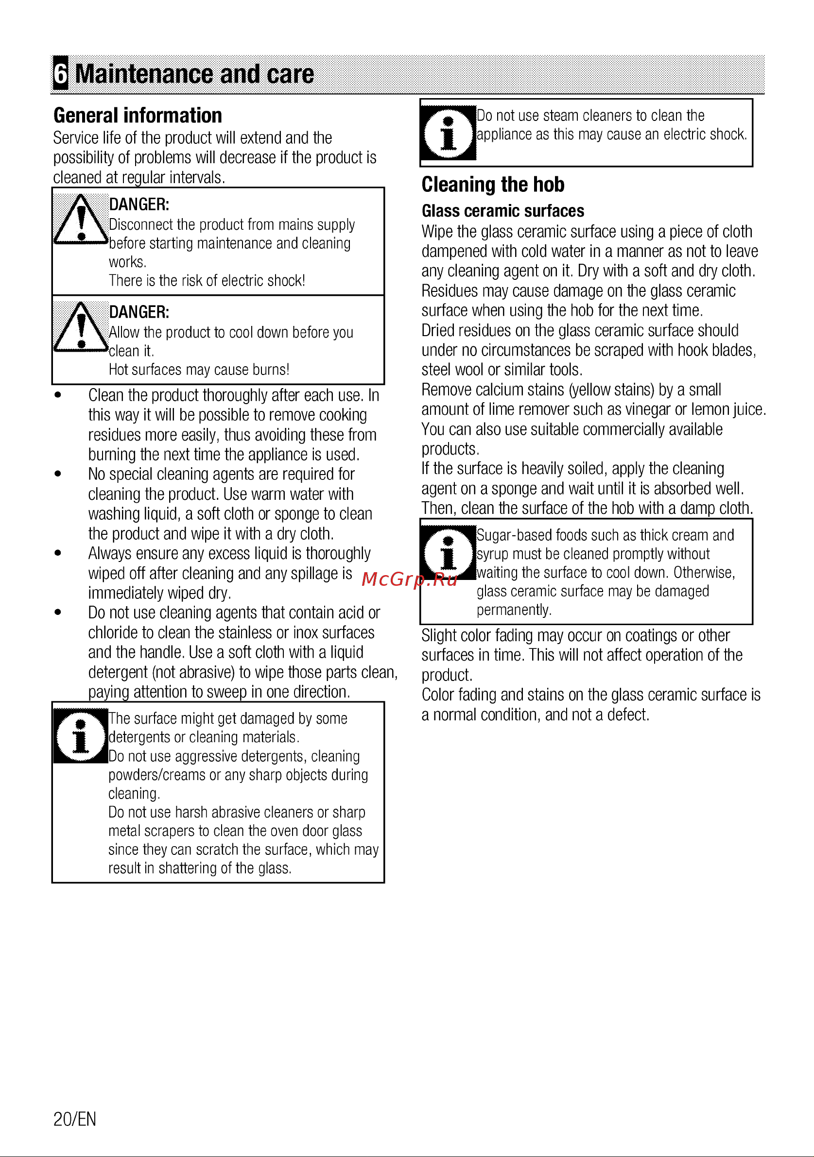 Beko hic 64403 x [20/44] Maintenance and care