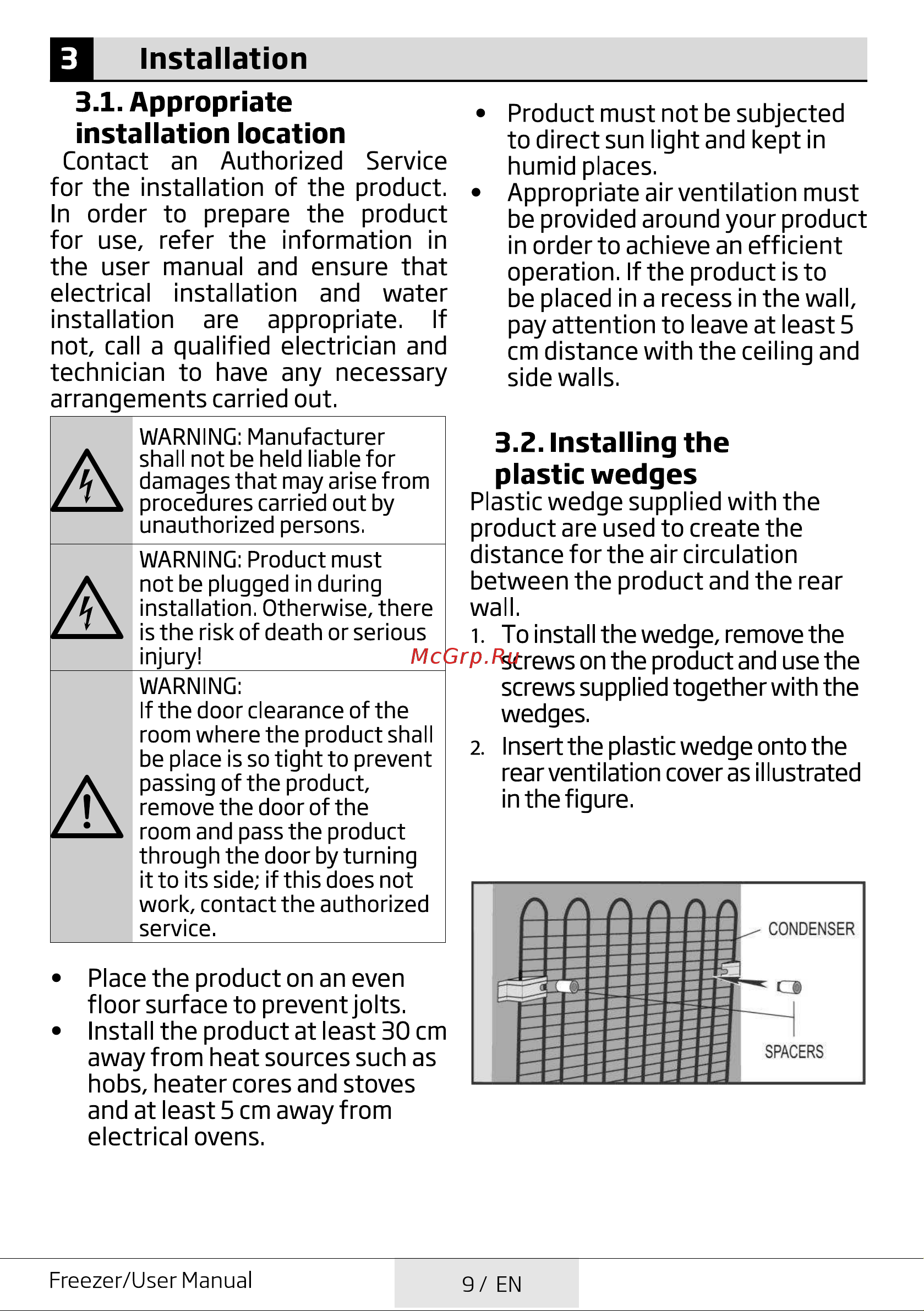 Beko RFSK266T01W [9/48] Appropriate installation location