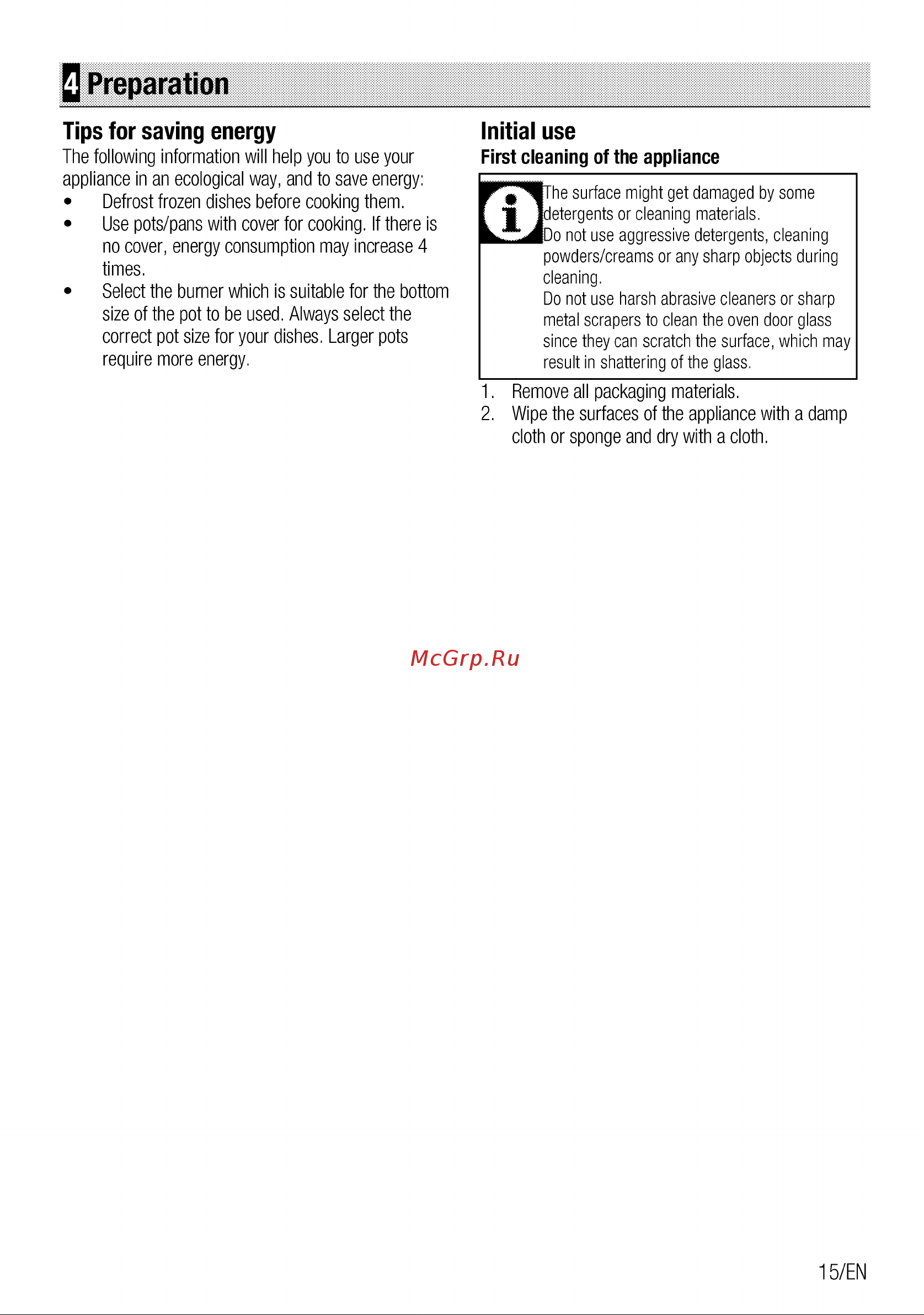 Beko HILG 64225 SBR [15/68] Preparation