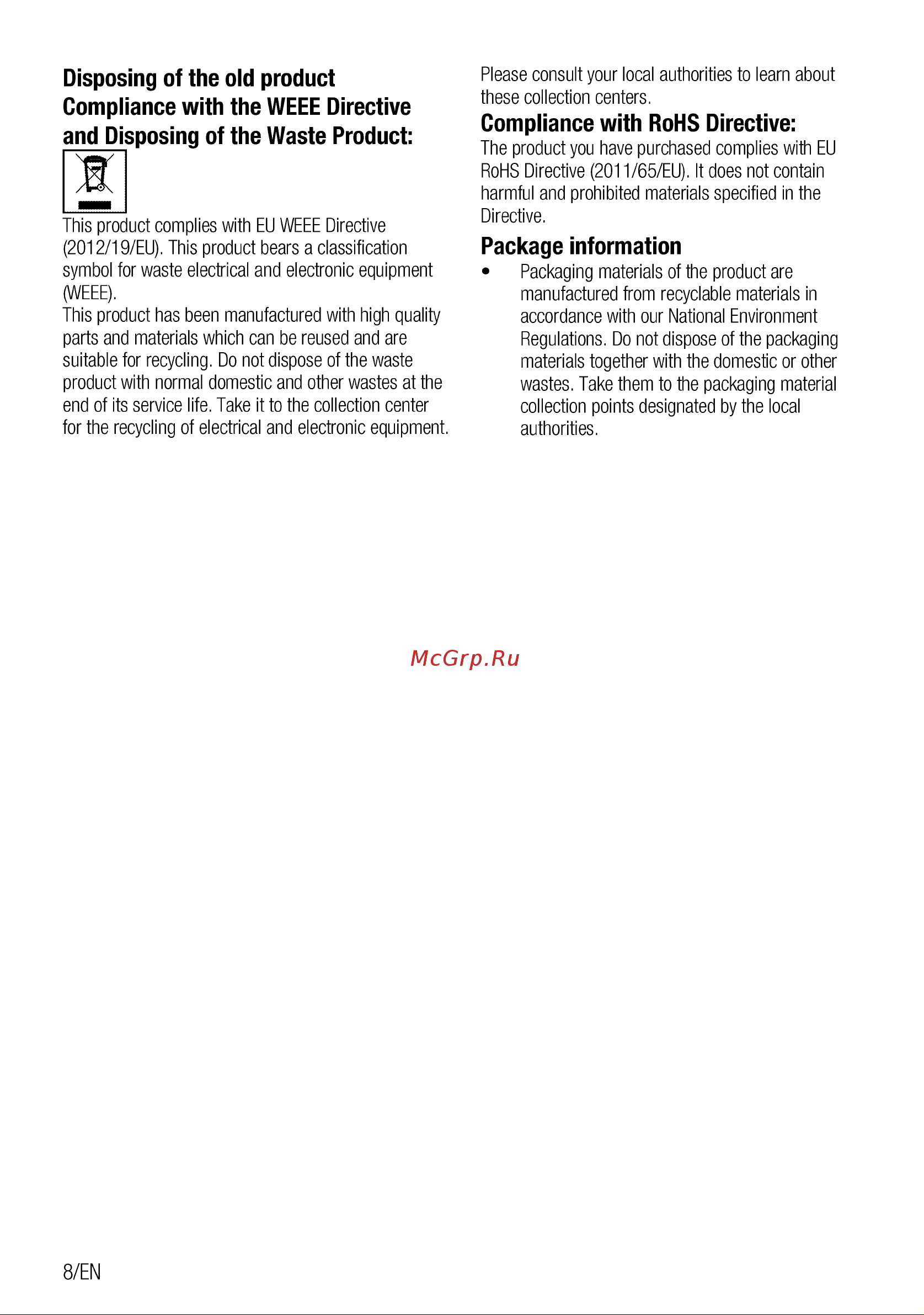 Beko HILG 64225 SBR [8/68] Compliance with rohs directive