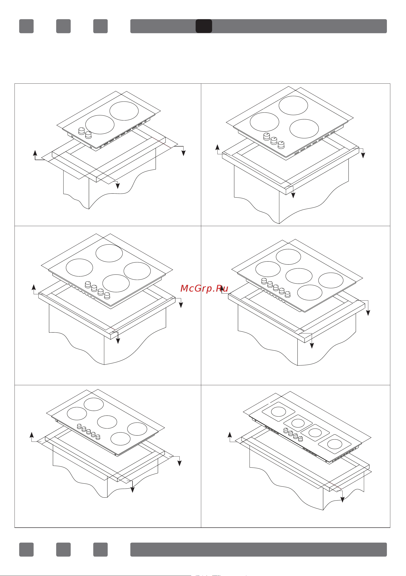 Schaub Lorenz SLK GL4520 [12/42] Counter cutting sizes and installation of your cooktop pay attention to the drawings and dimensions given below while making cooktop installation and adjusting counter cutting sizes