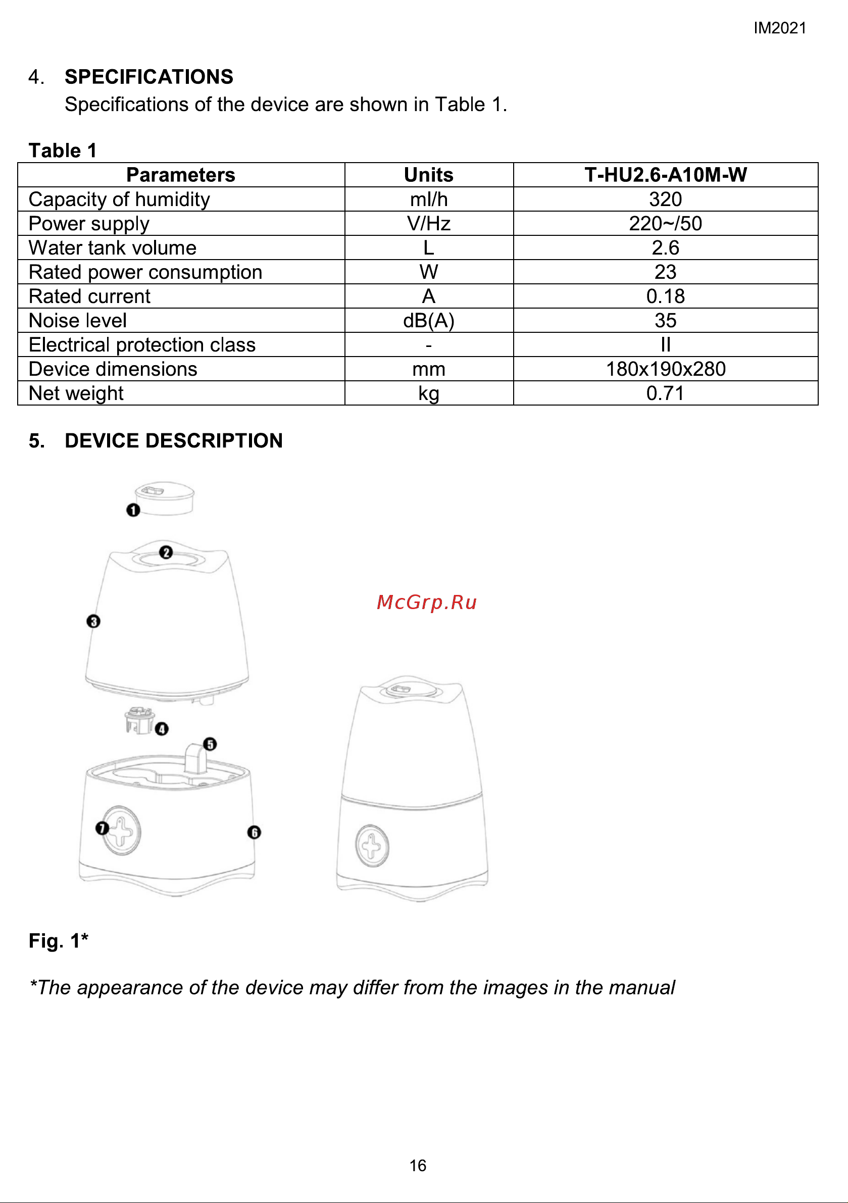 Timberk T-HU2.6-A10M-W [16/44] Specifications