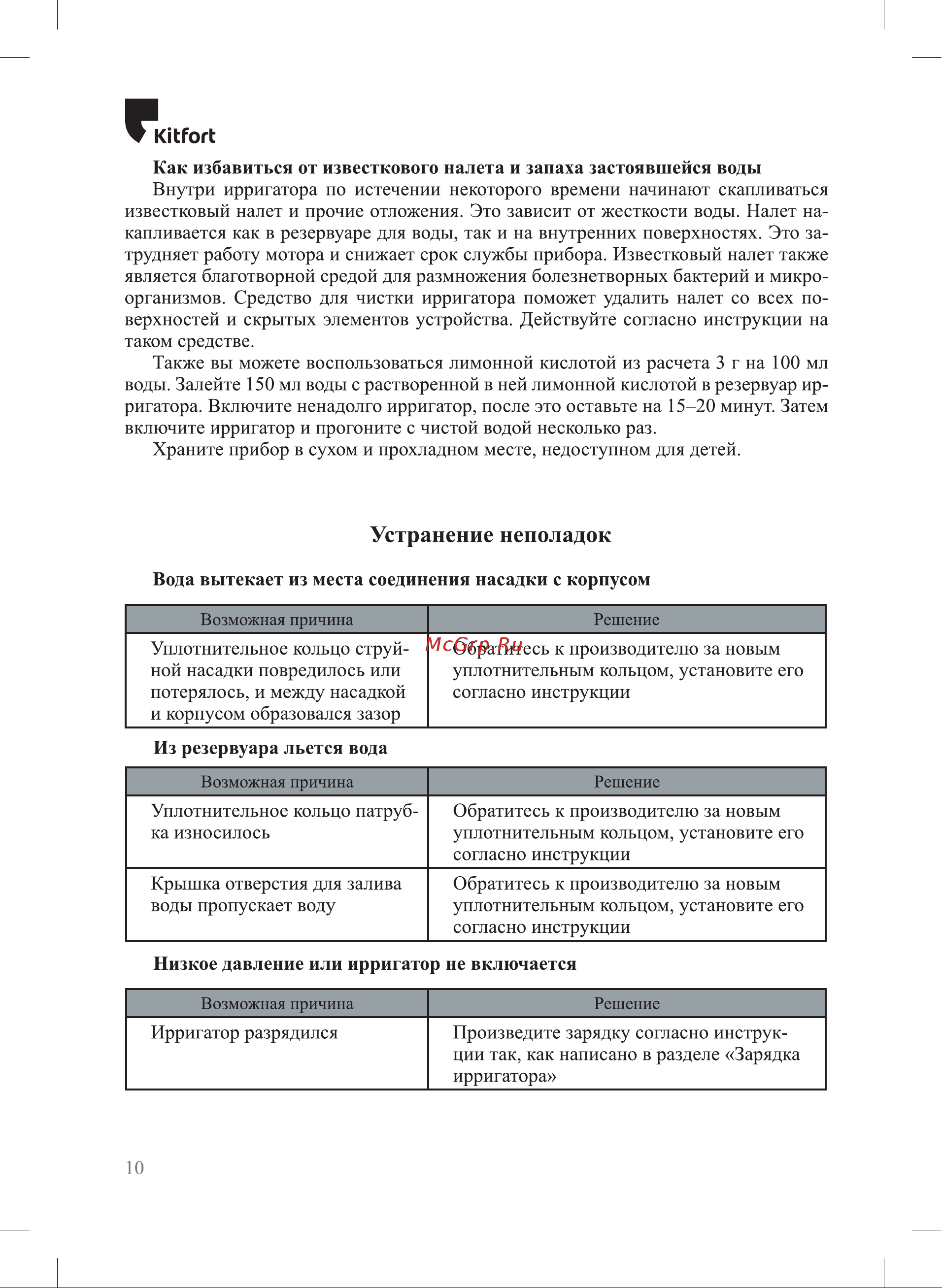 Kitfort КТ-2910 [10/16] Устранение неполадок