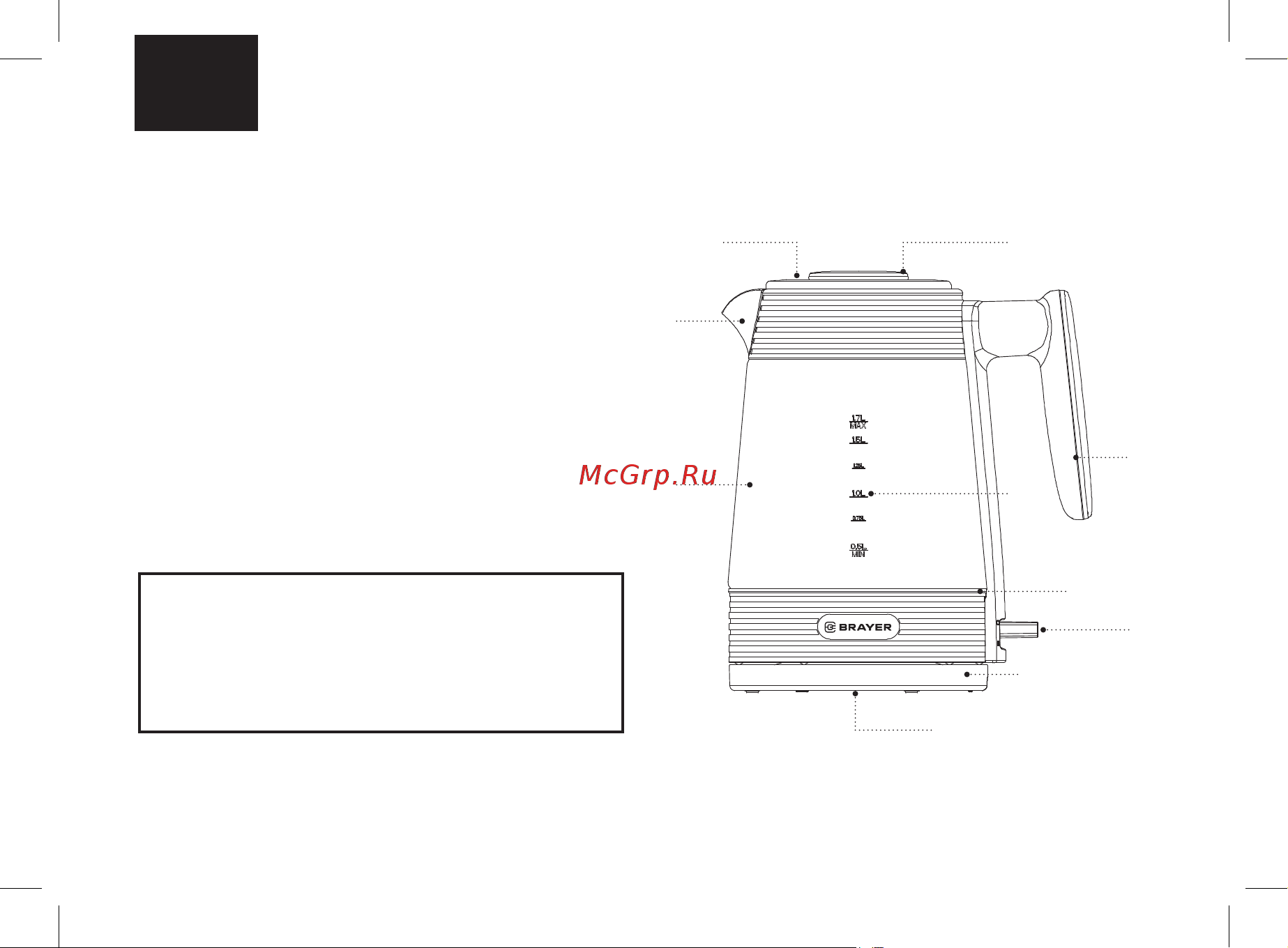 Brayer BR1016 черный/золотистый [18/0] Чайник электрический br1016