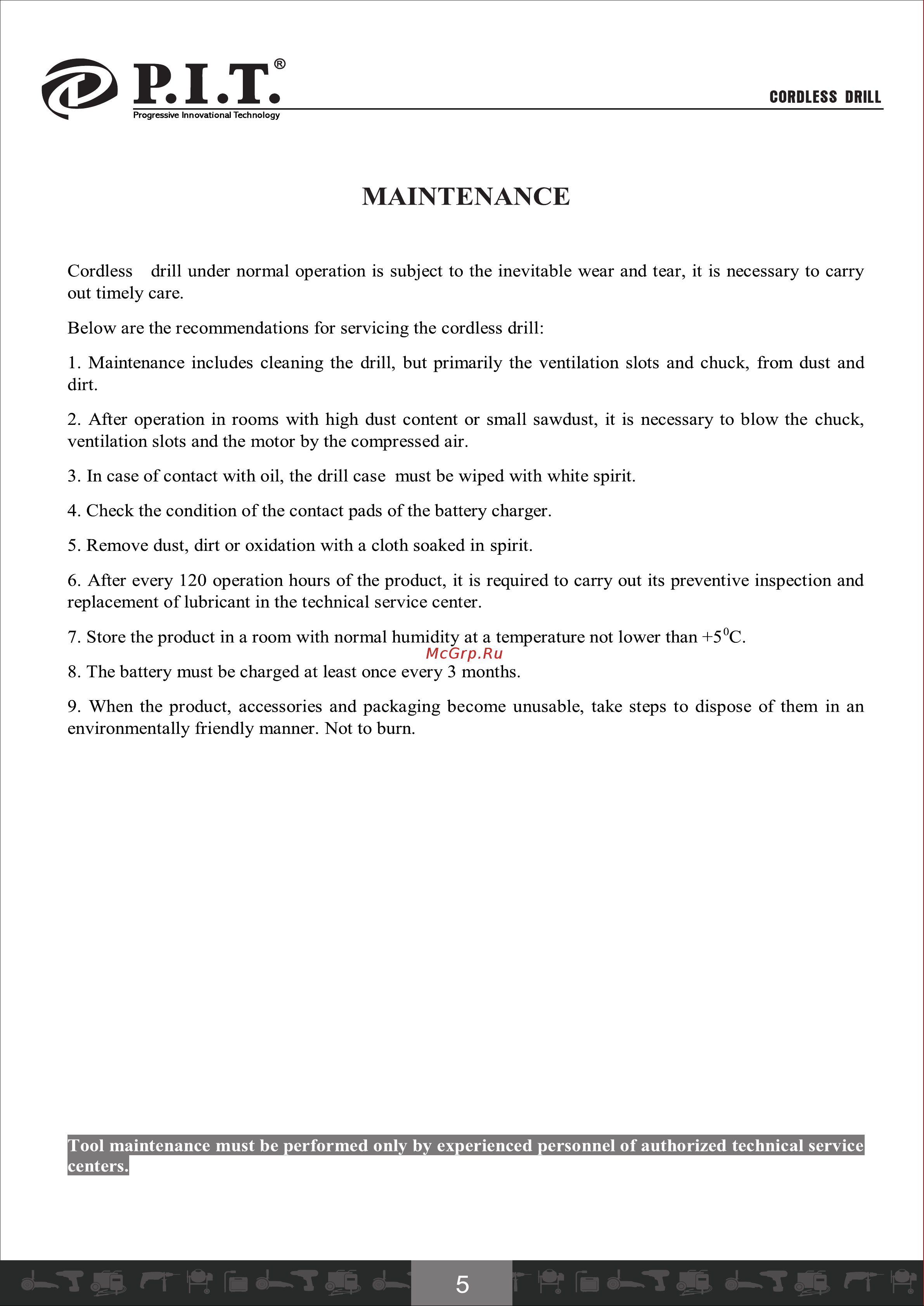 P.I.T. PID03002-16M2/BL [6/21] Maintenance