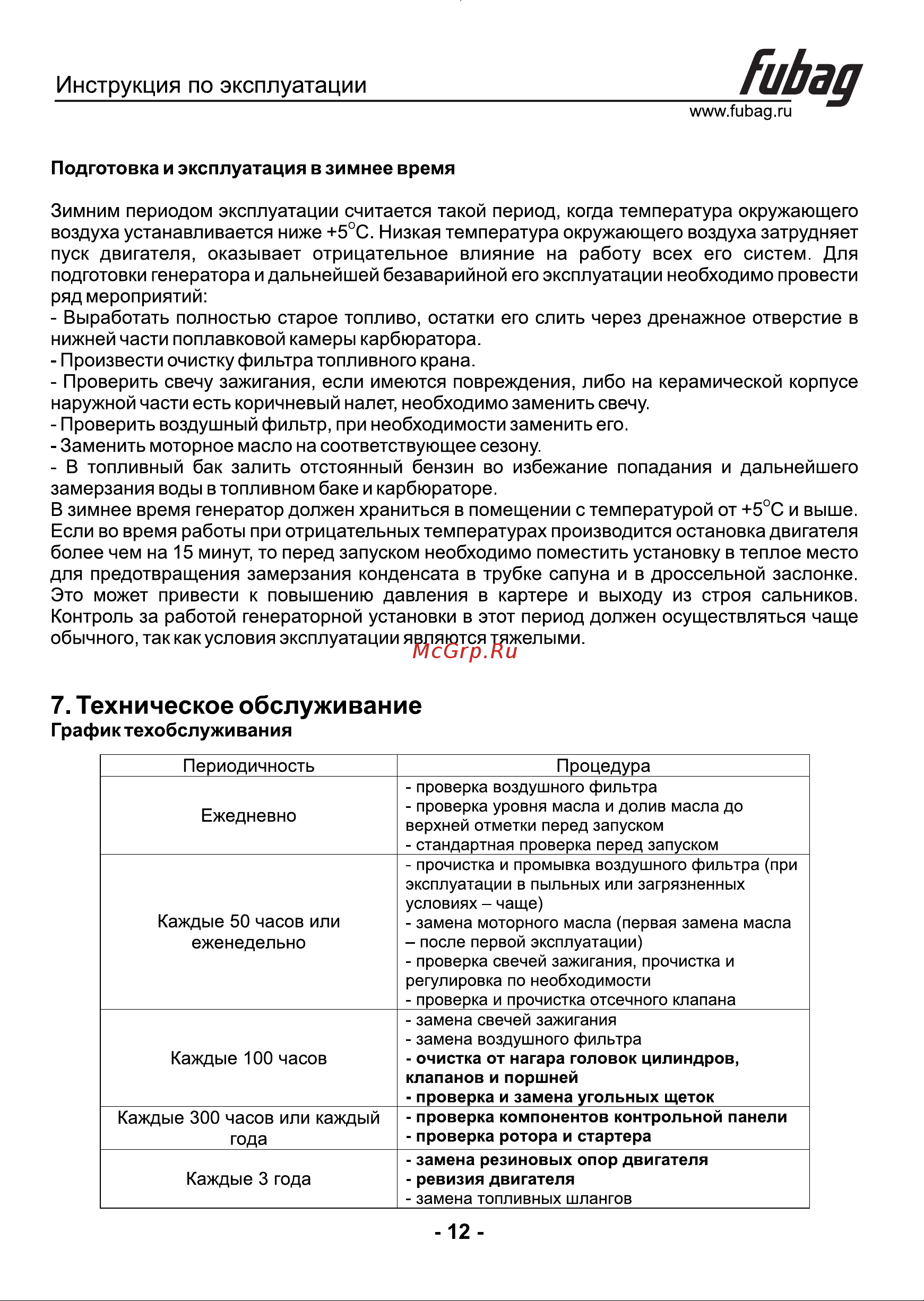 Fubag BS 3300 A ES 431289 [13/18] Техническое обслуживание