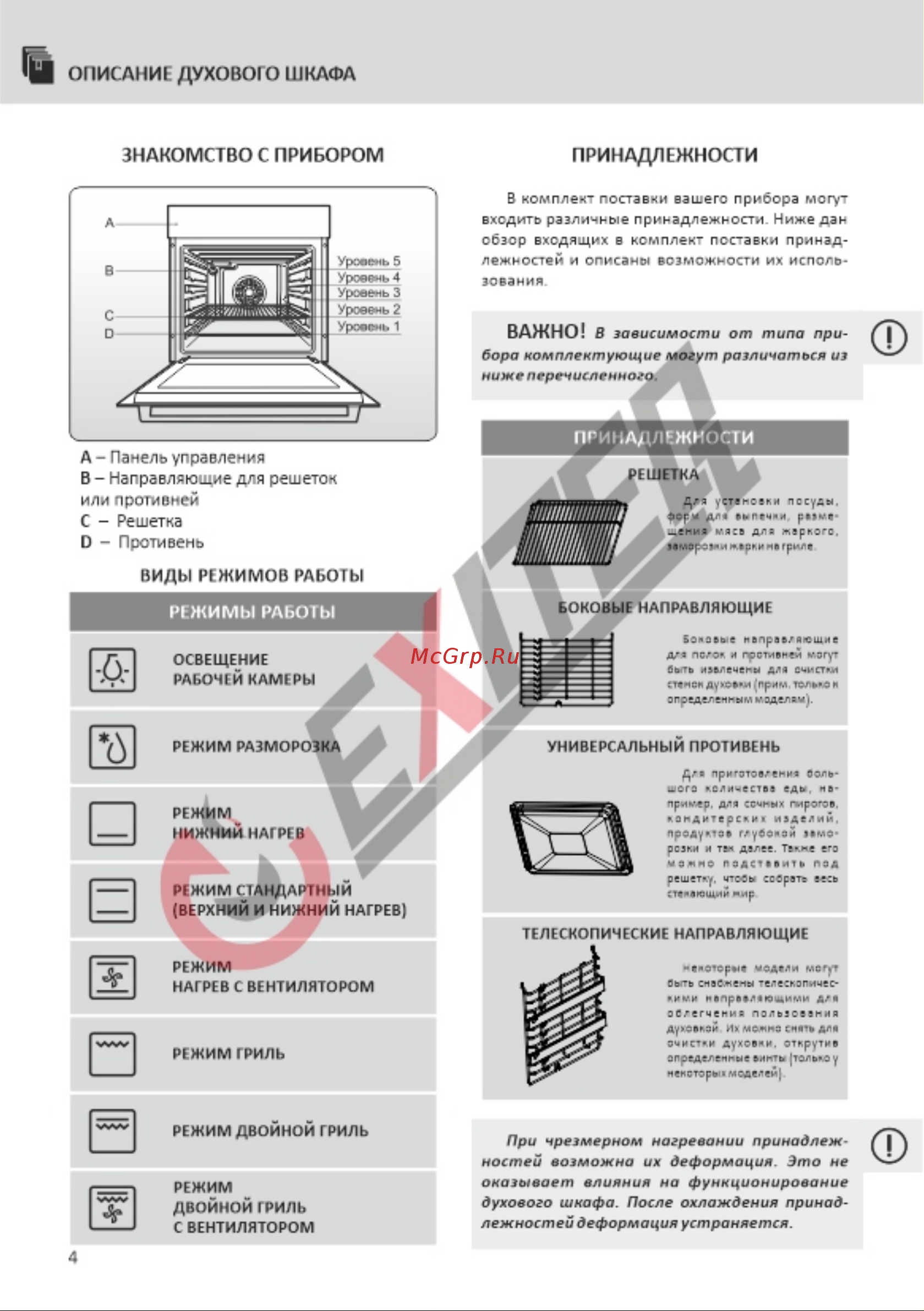 EXITEQ EXO-402 Black [5/23] А панель управления в направляющие для решеток или противней с решетка о противень
