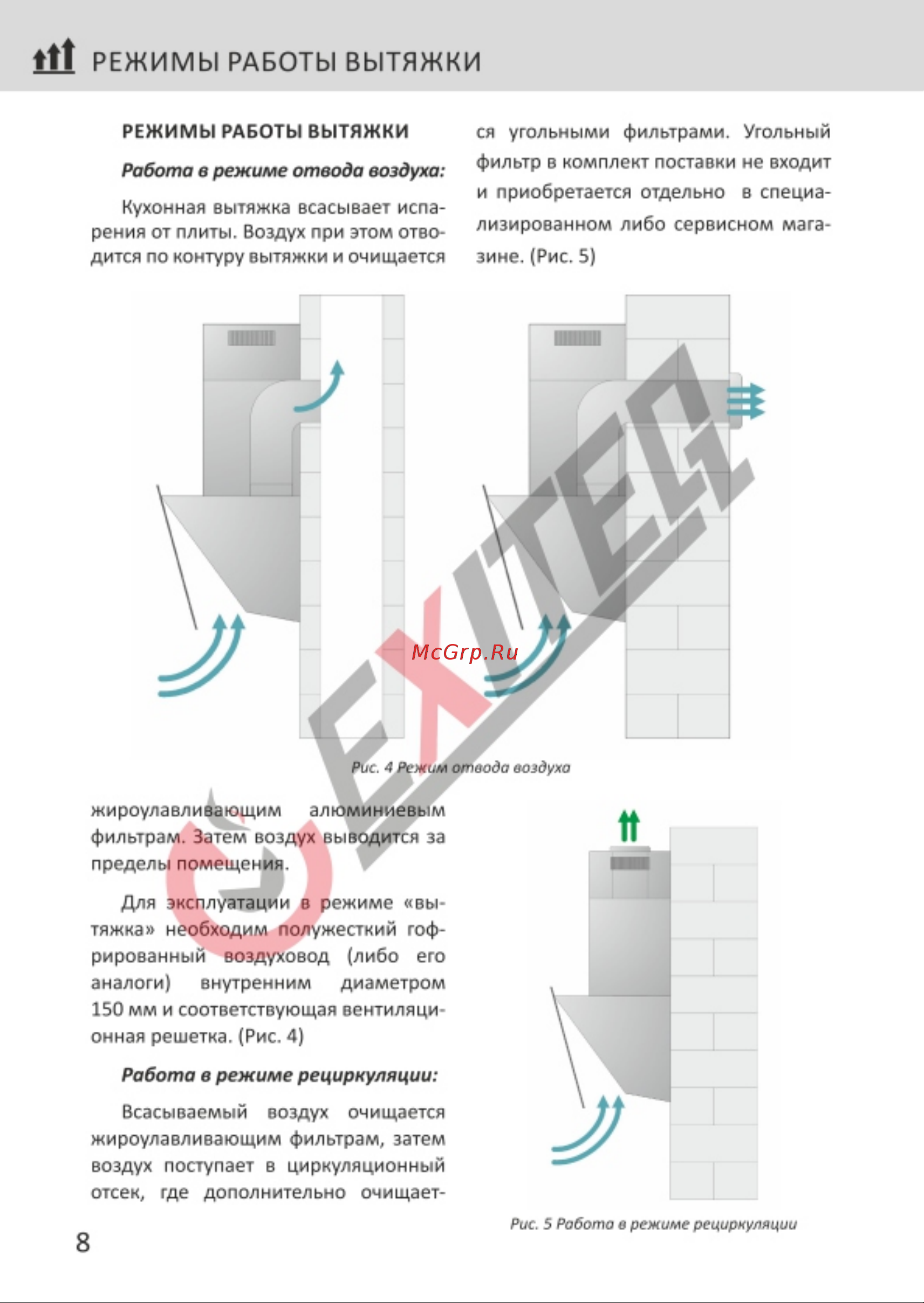 EXITEQ EX-1256 Ivory [10/21] Режимы работы вытяжки