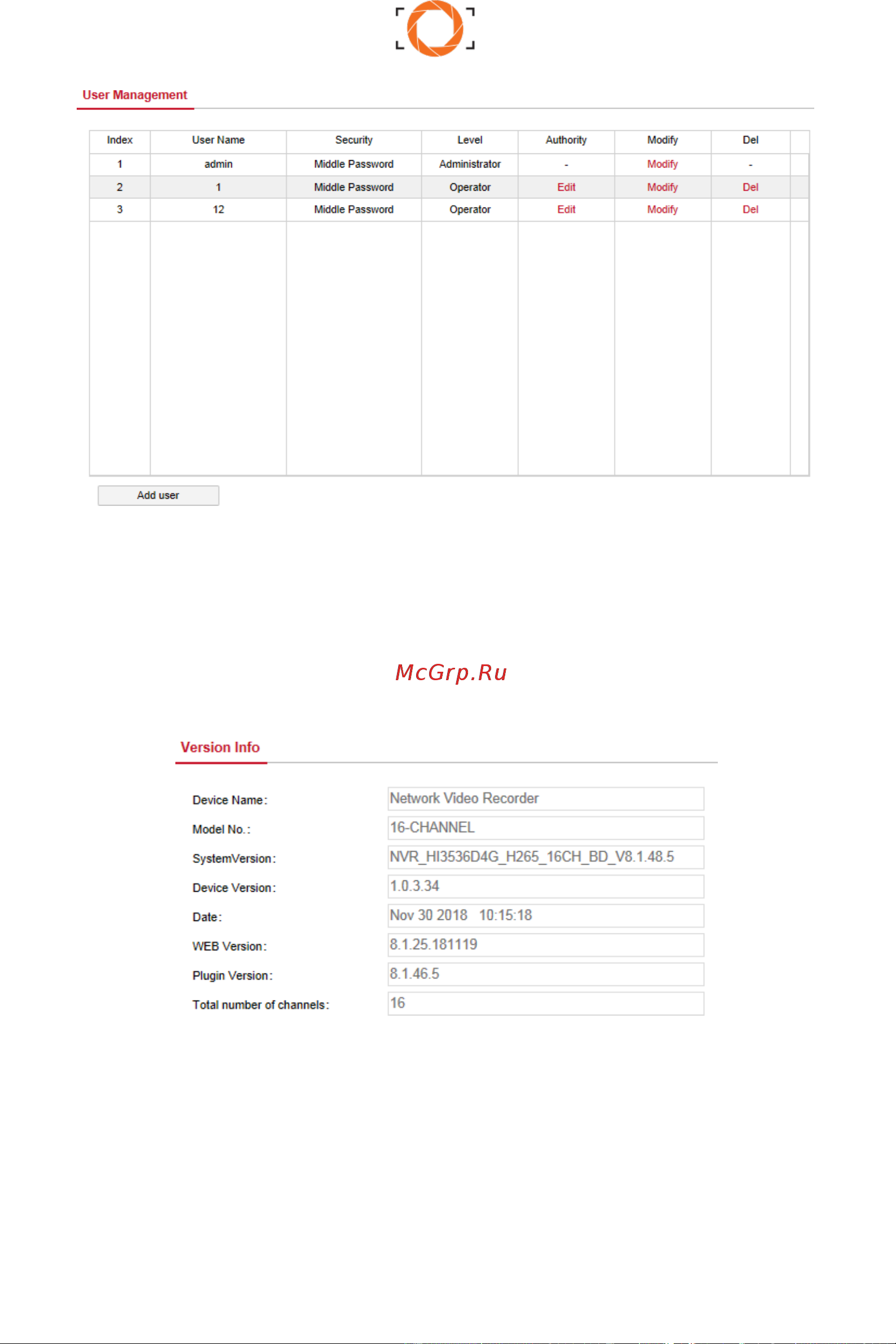 Ison NVR64PN [148/157] Информация о версии